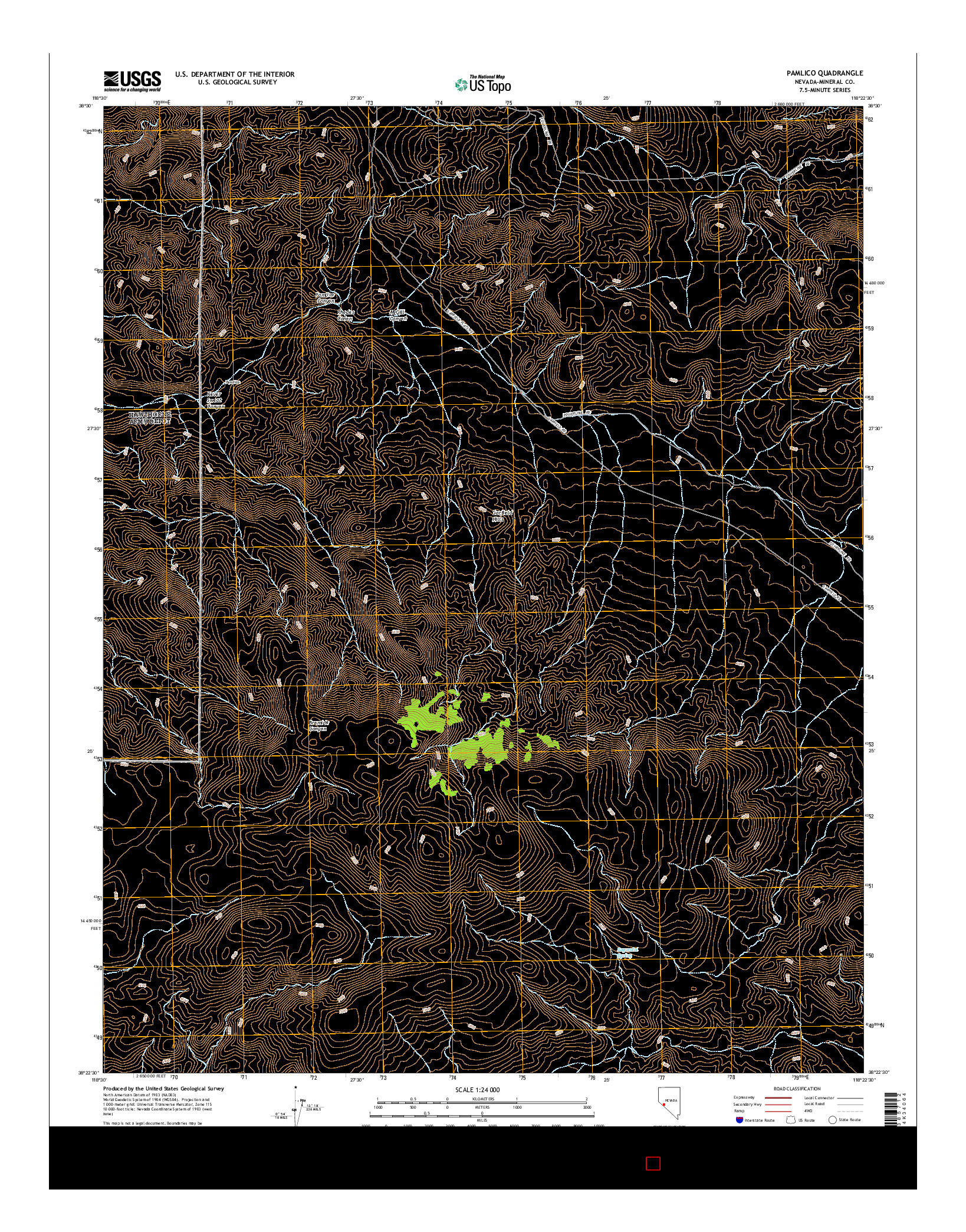 USGS US TOPO 7.5-MINUTE MAP FOR PAMLICO, NV 2014