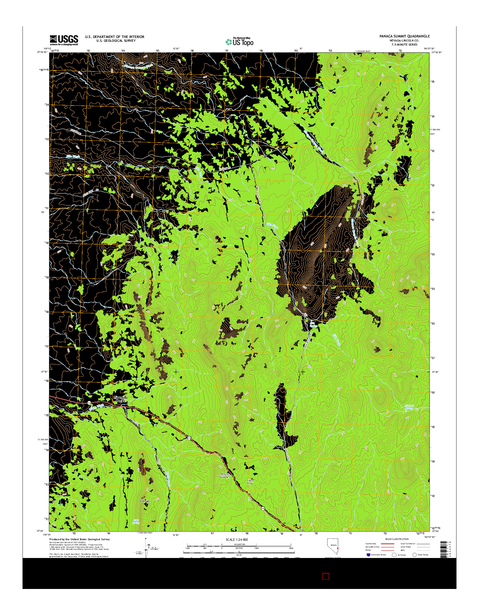 USGS US TOPO 7.5-MINUTE MAP FOR PANACA SUMMIT, NV 2014