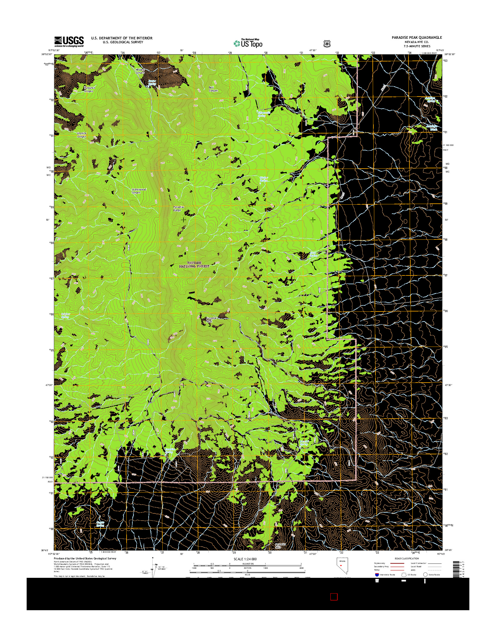 USGS US TOPO 7.5-MINUTE MAP FOR PARADISE PEAK, NV 2014