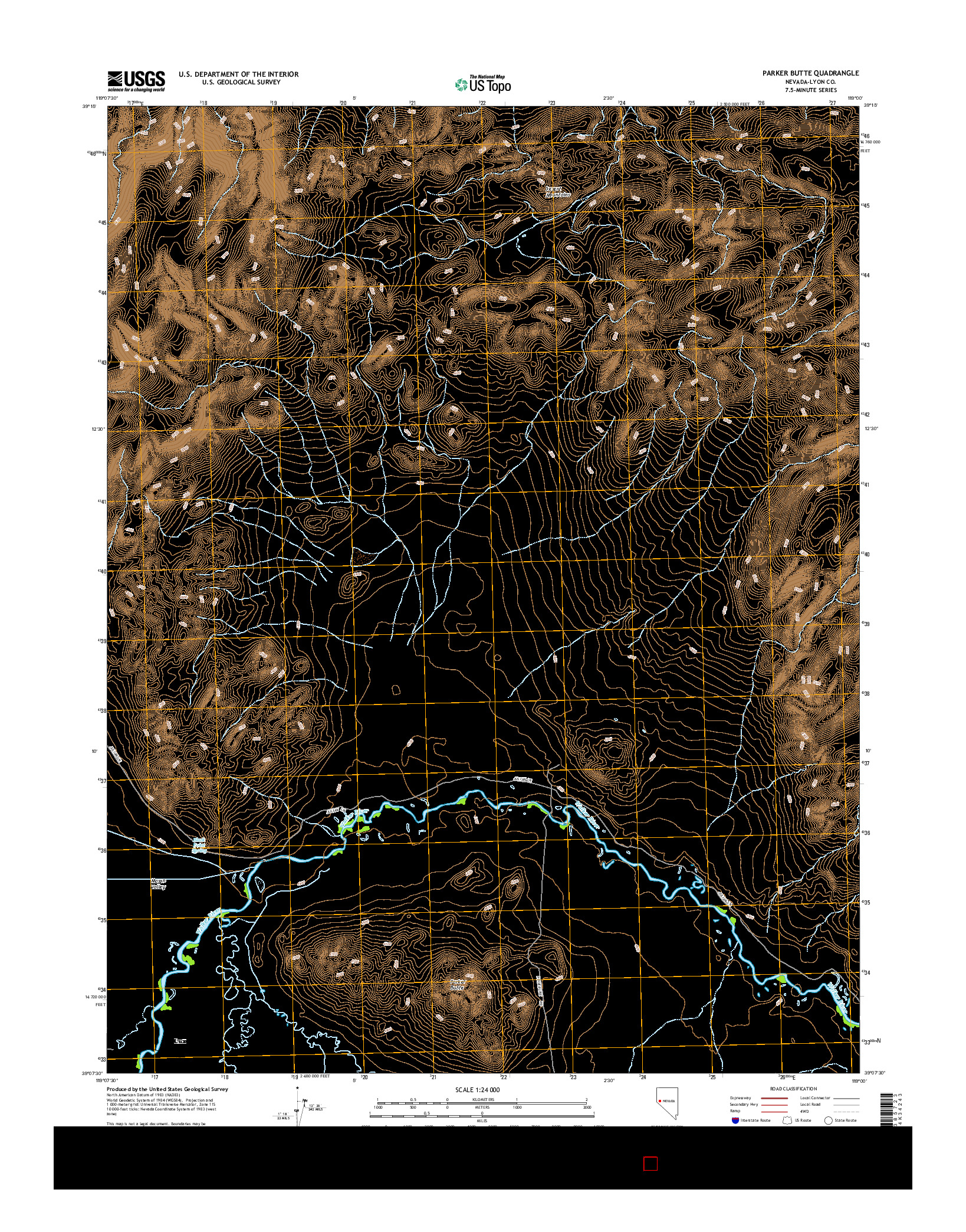 USGS US TOPO 7.5-MINUTE MAP FOR PARKER BUTTE, NV 2014