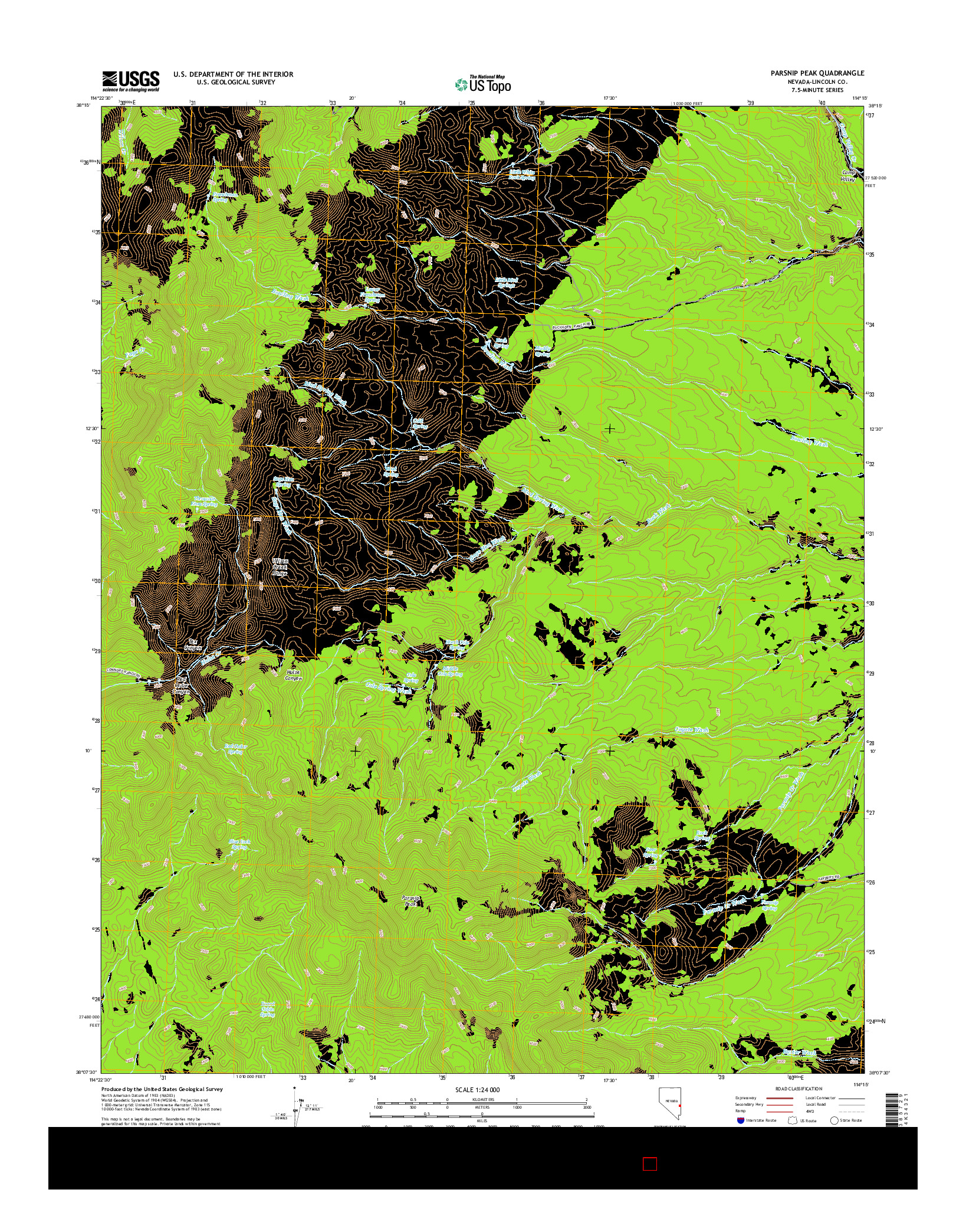 USGS US TOPO 7.5-MINUTE MAP FOR PARSNIP PEAK, NV 2014