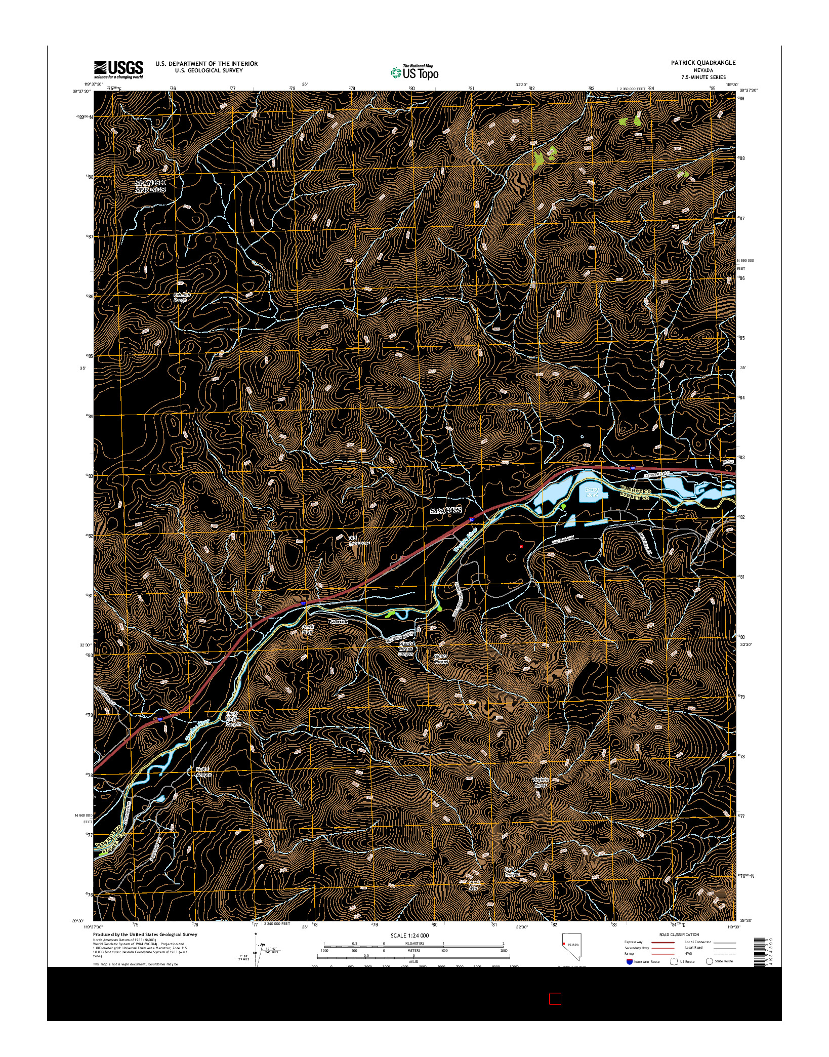 USGS US TOPO 7.5-MINUTE MAP FOR PATRICK, NV 2014