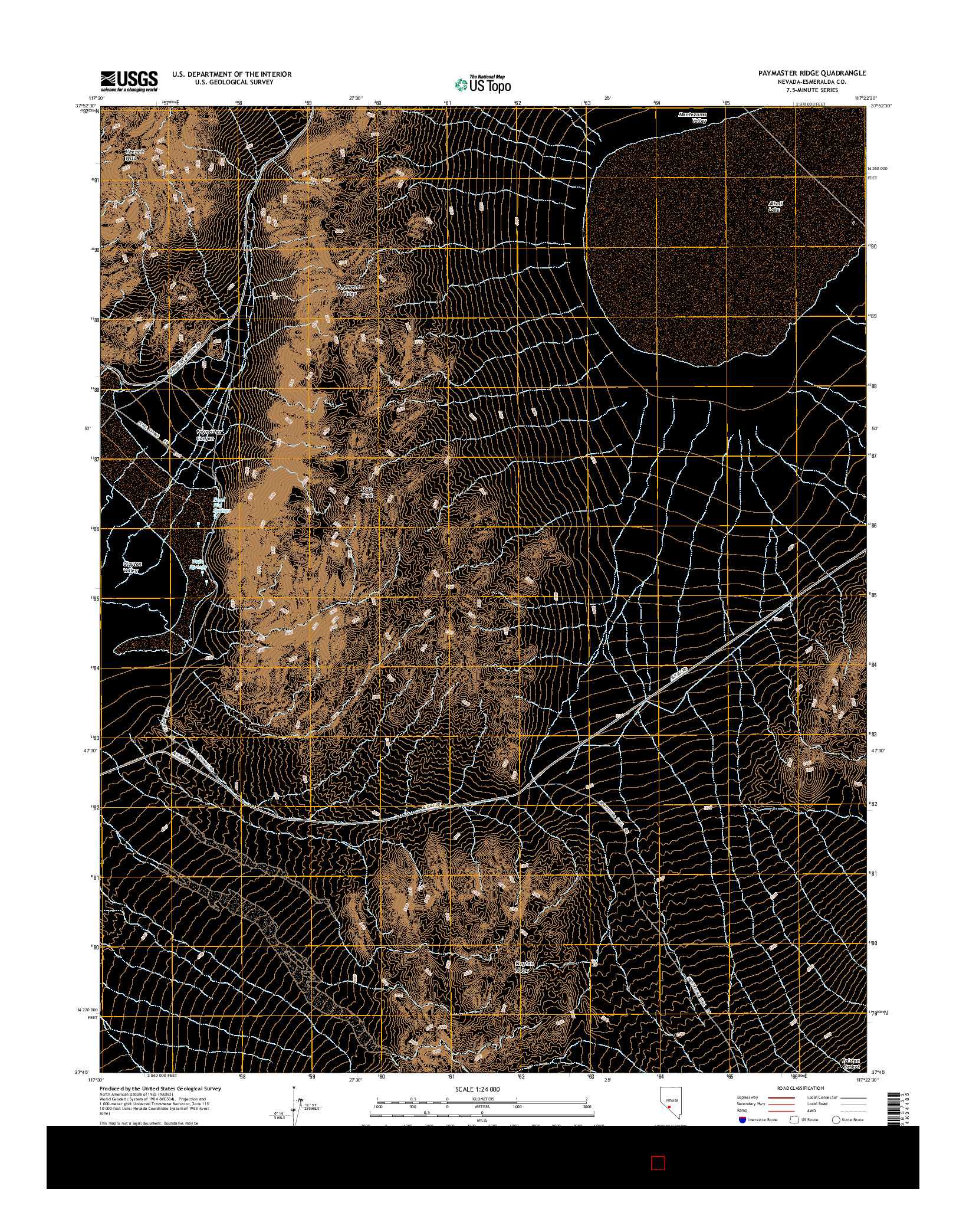 USGS US TOPO 7.5-MINUTE MAP FOR PAYMASTER RIDGE, NV 2014