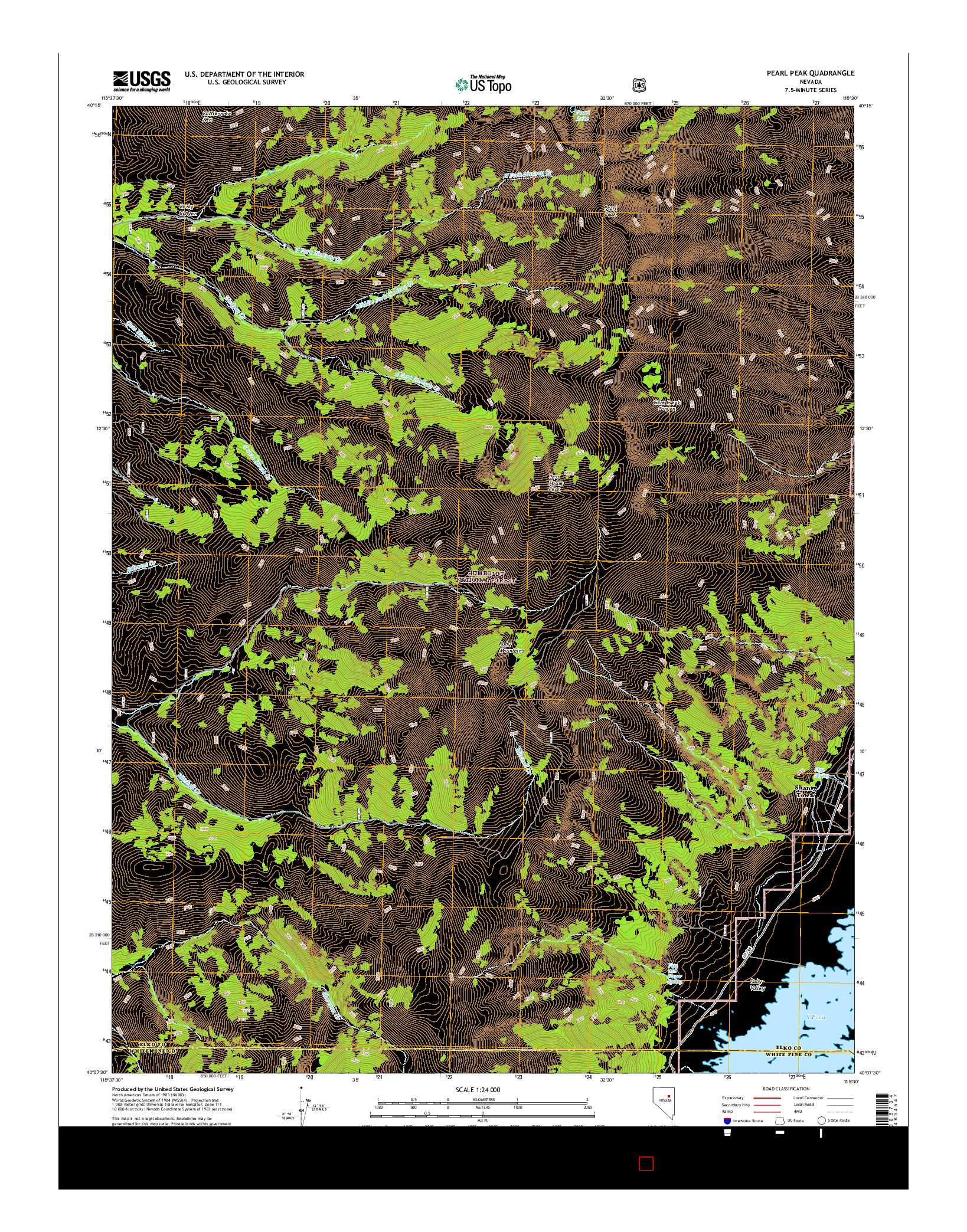 USGS US TOPO 7.5-MINUTE MAP FOR PEARL PEAK, NV 2014