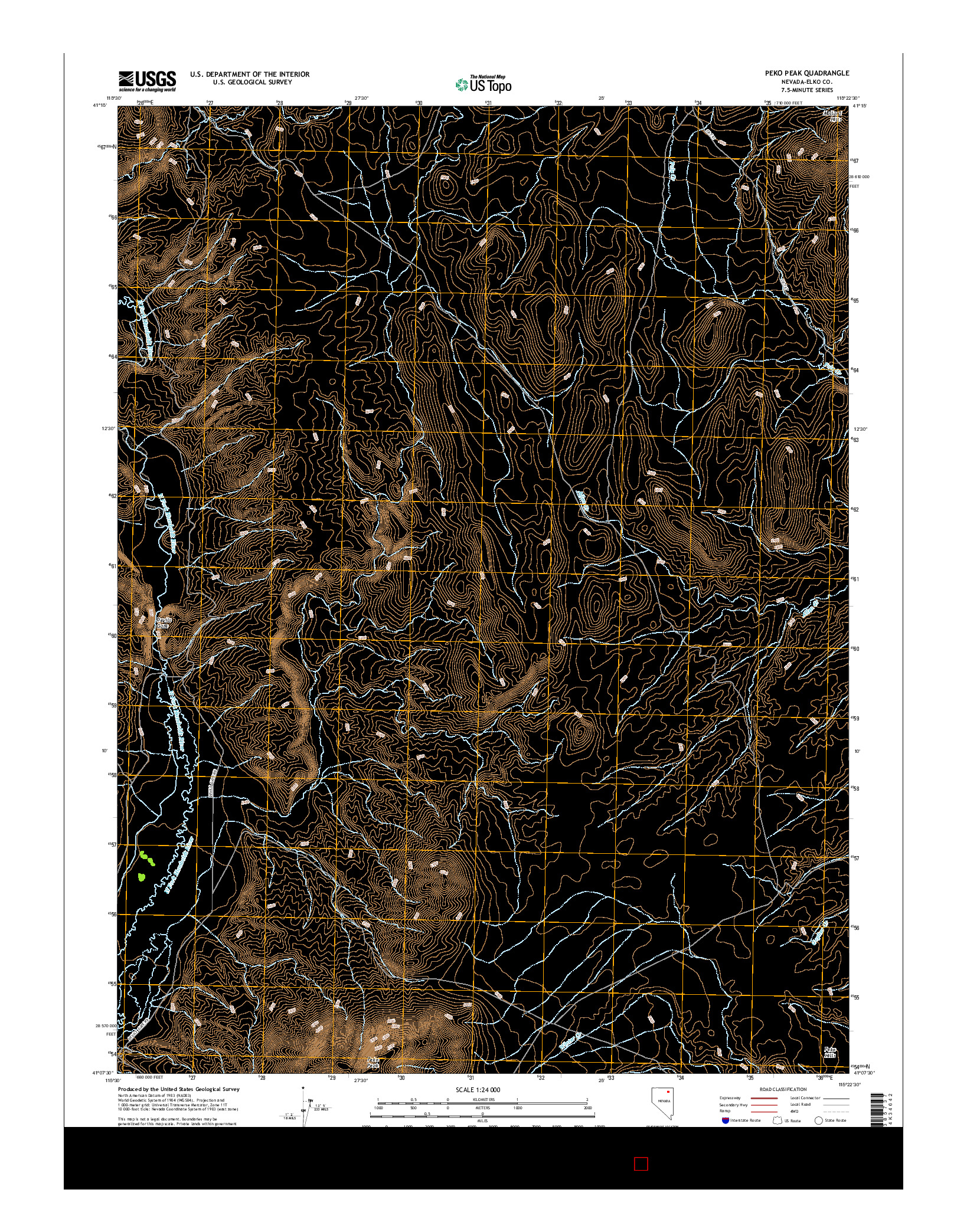 USGS US TOPO 7.5-MINUTE MAP FOR PEKO PEAK, NV 2014