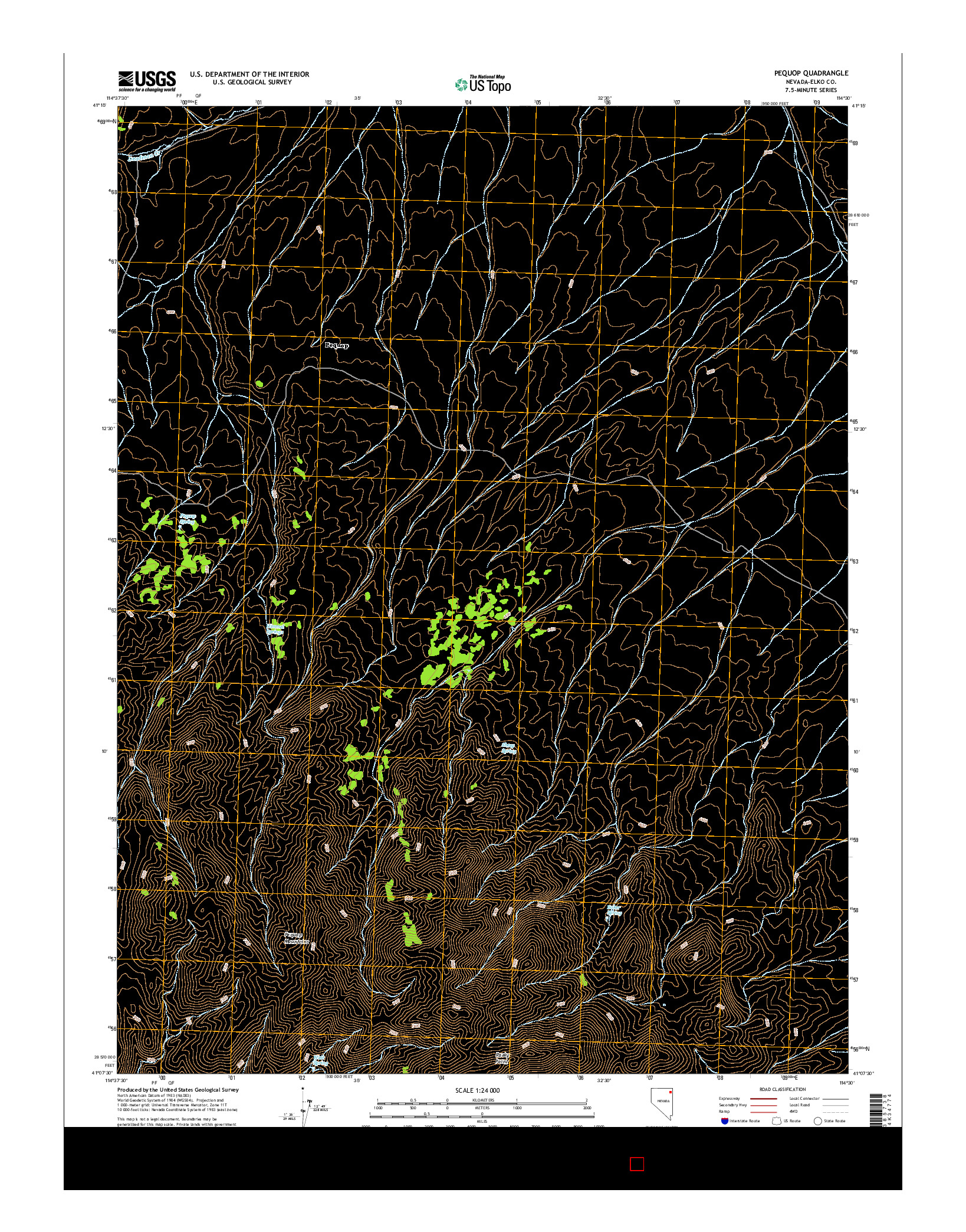 USGS US TOPO 7.5-MINUTE MAP FOR PEQUOP, NV 2014