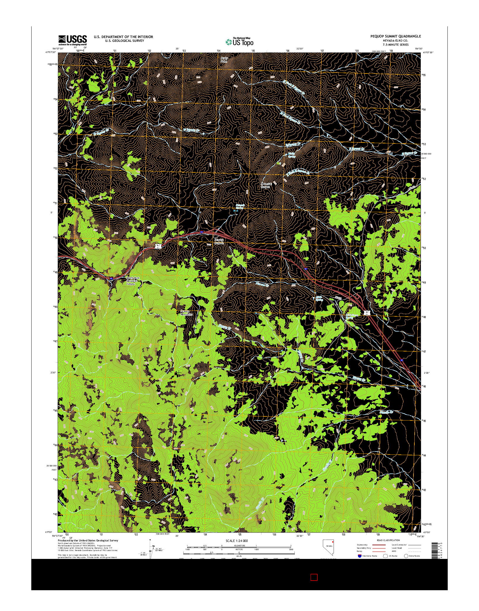 USGS US TOPO 7.5-MINUTE MAP FOR PEQUOP SUMMIT, NV 2014