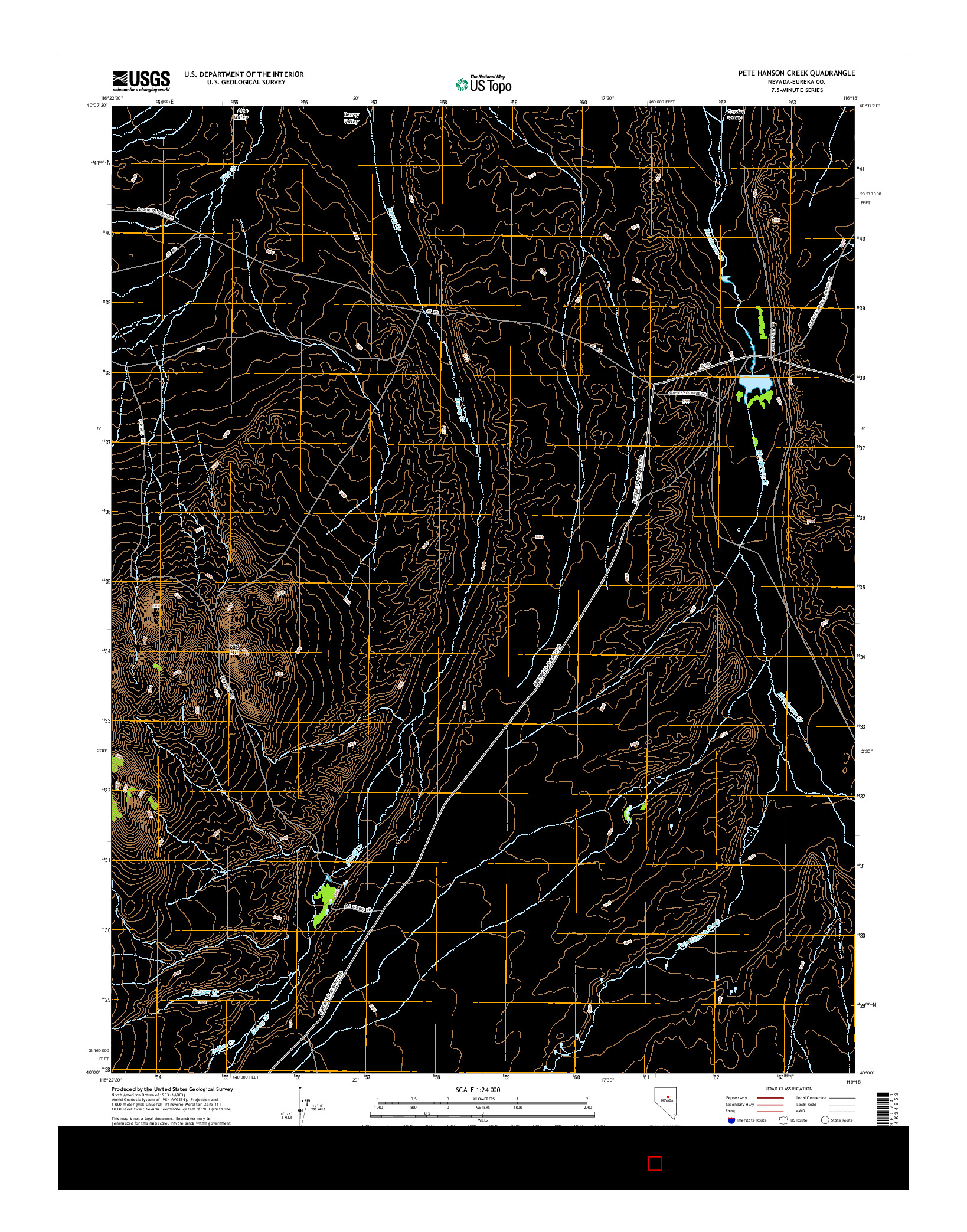 USGS US TOPO 7.5-MINUTE MAP FOR PETE HANSON CREEK, NV 2014