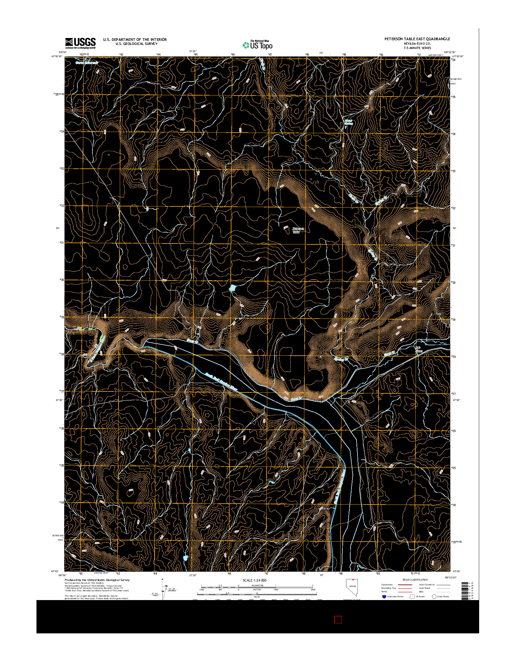 USGS US TOPO 7.5-MINUTE MAP FOR PETERSON TABLE EAST, NV 2014