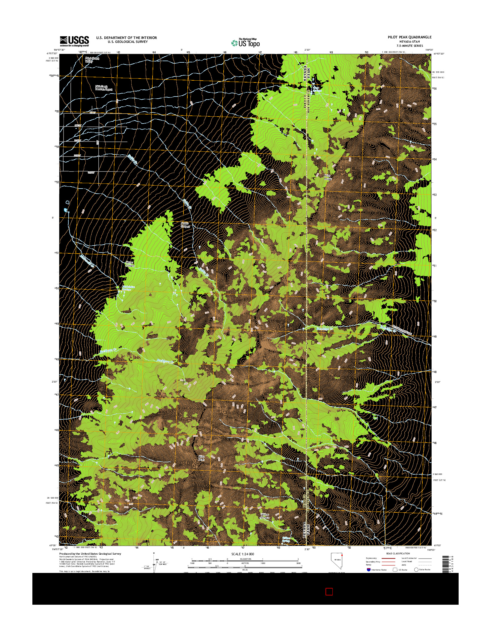 USGS US TOPO 7.5-MINUTE MAP FOR PILOT PEAK, NV-UT 2014