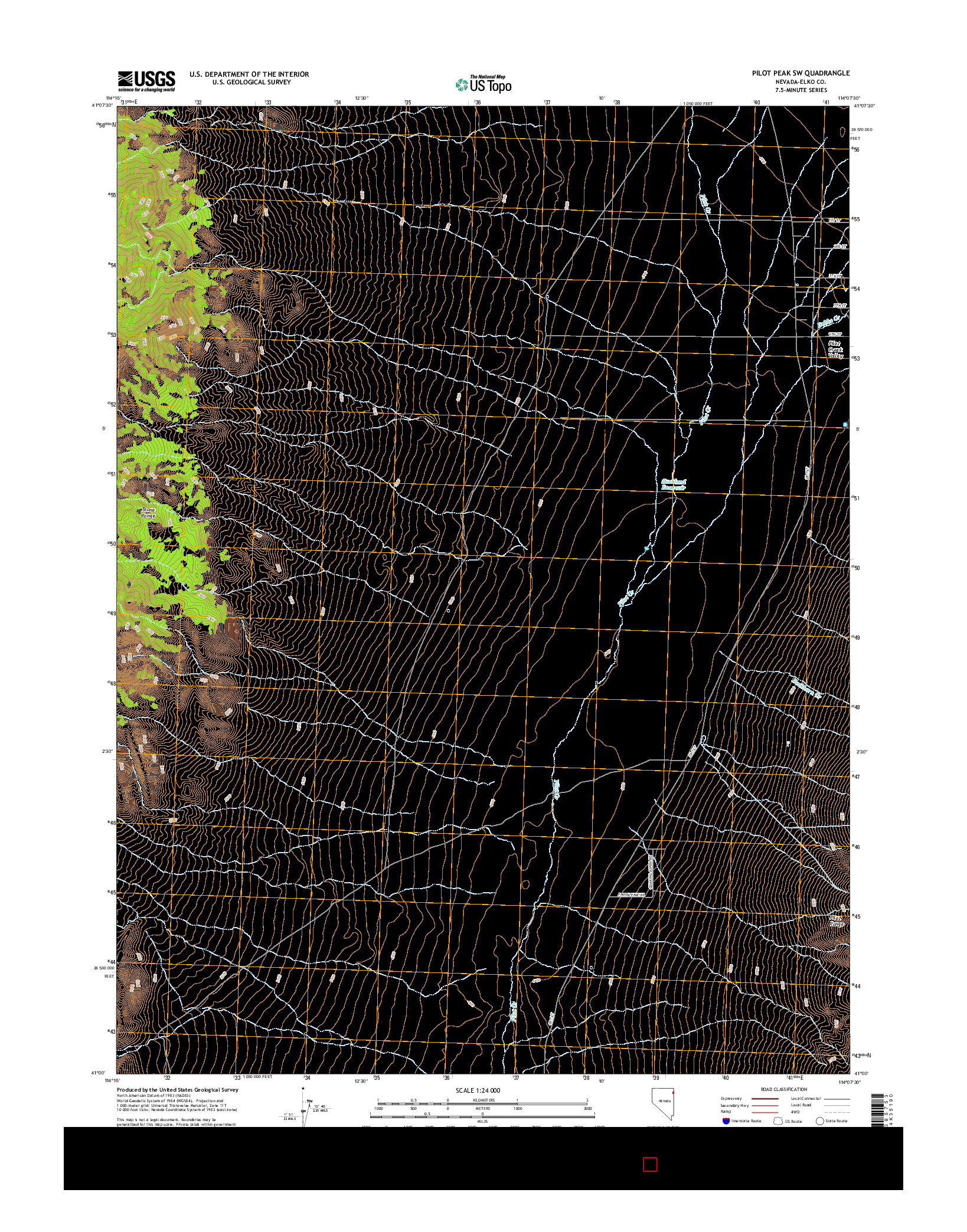 USGS US TOPO 7.5-MINUTE MAP FOR PILOT PEAK SW, NV 2014