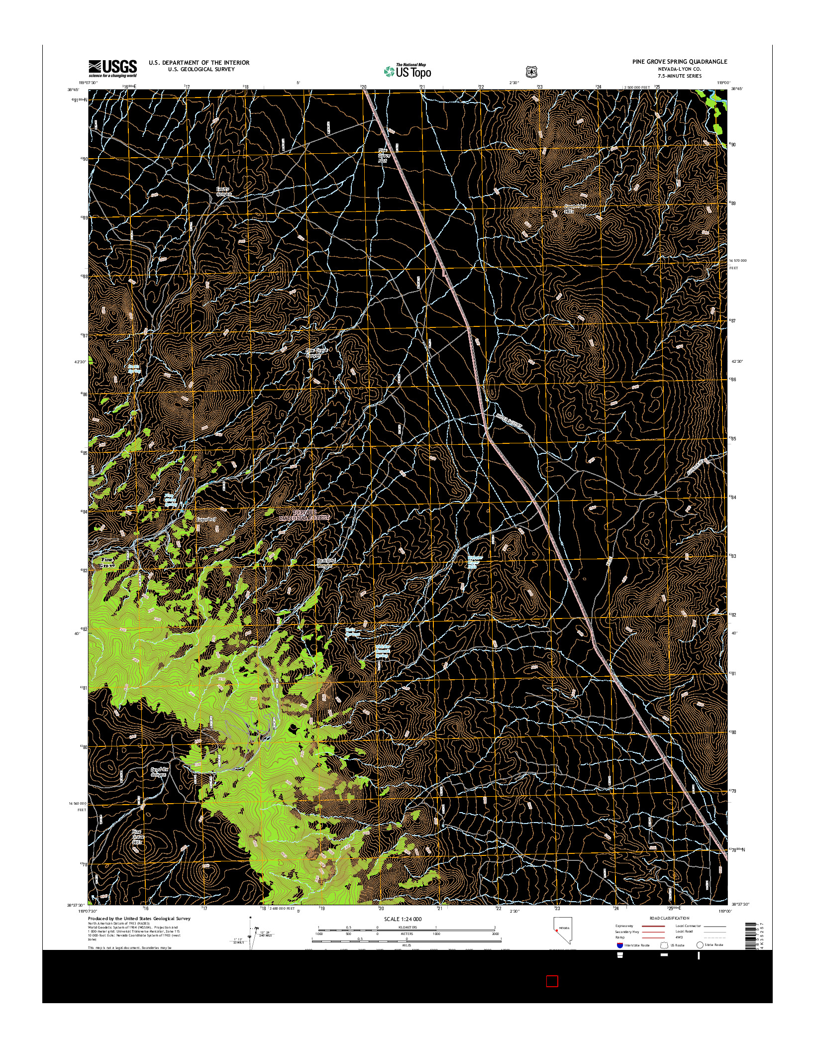 USGS US TOPO 7.5-MINUTE MAP FOR PINE GROVE SPRING, NV 2014