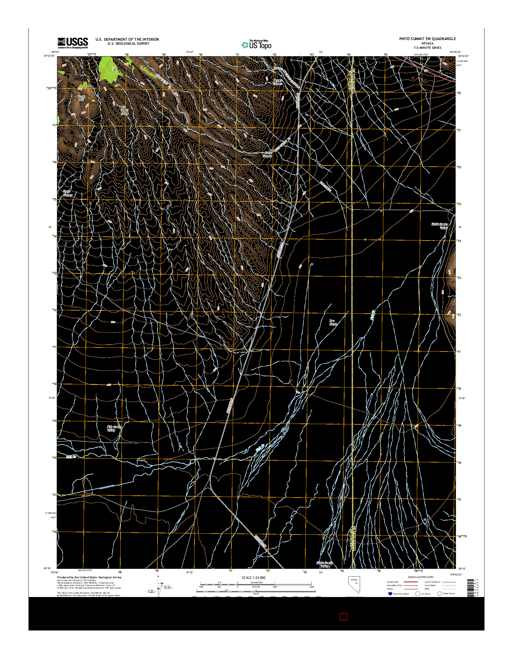 USGS US TOPO 7.5-MINUTE MAP FOR PINTO SUMMIT SW, NV 2014