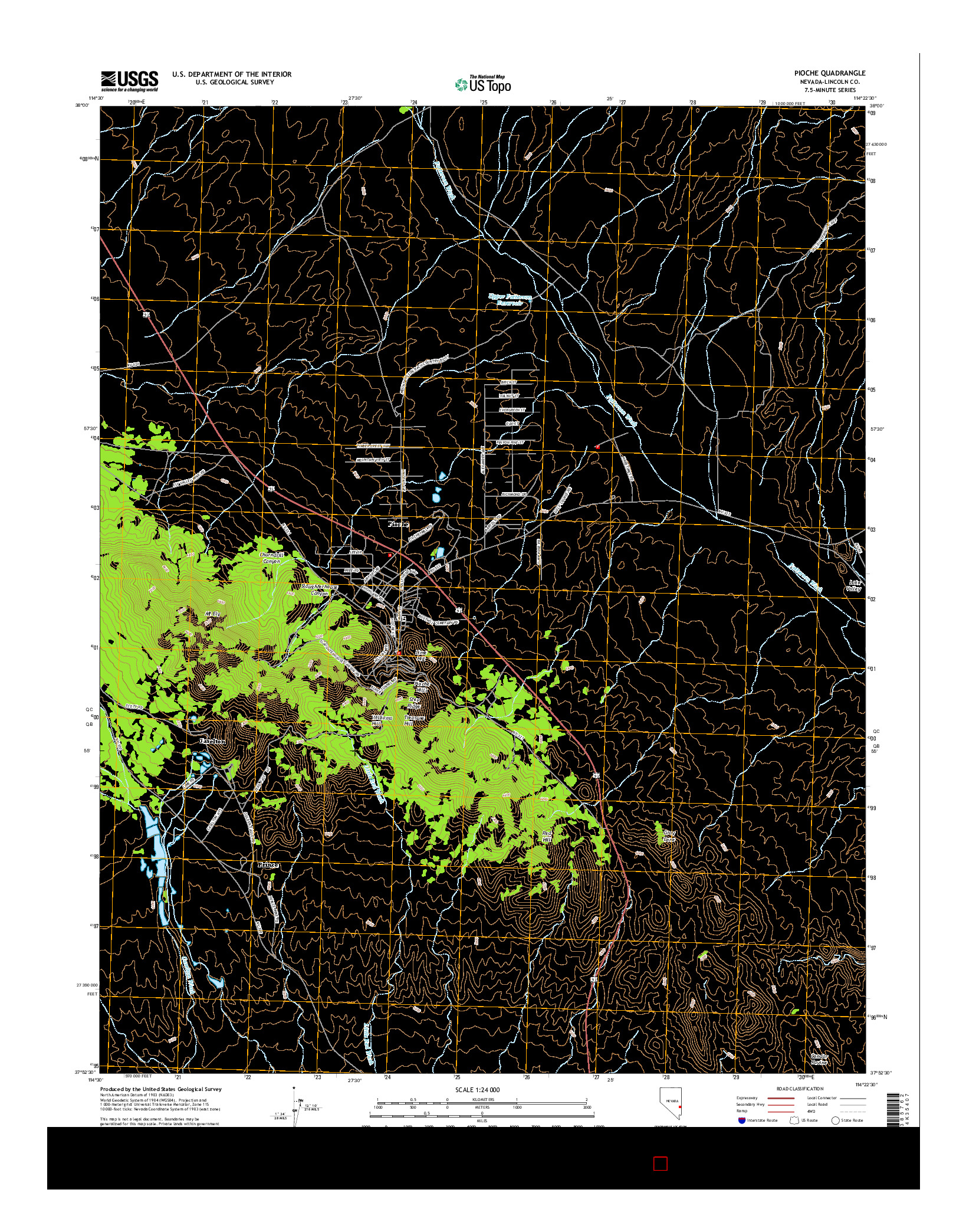 USGS US TOPO 7.5-MINUTE MAP FOR PIOCHE, NV 2014
