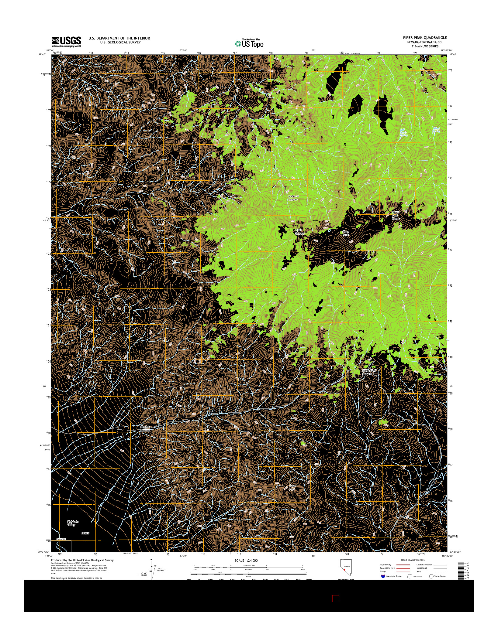 USGS US TOPO 7.5-MINUTE MAP FOR PIPER PEAK, NV 2014