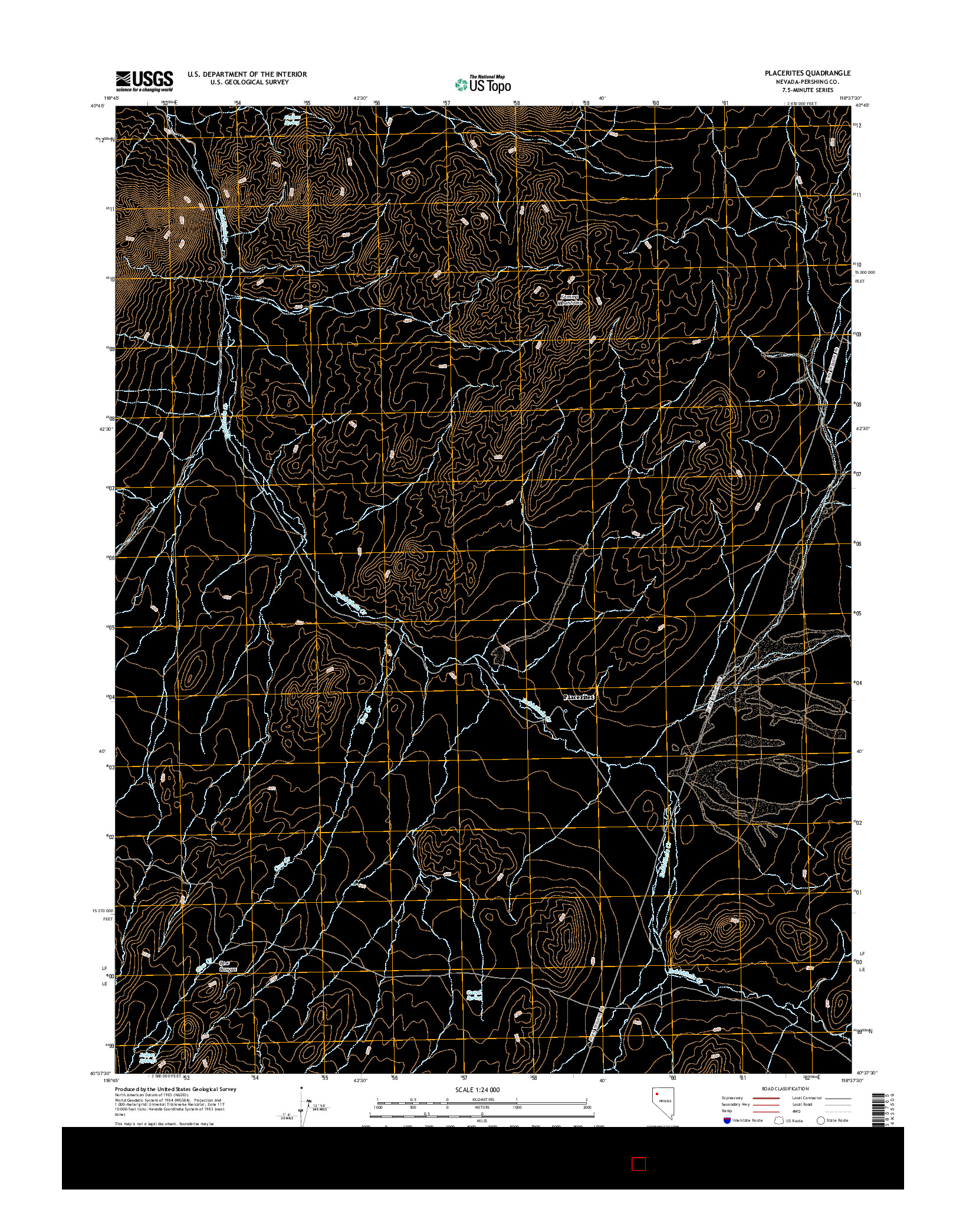 USGS US TOPO 7.5-MINUTE MAP FOR PLACERITES, NV 2014