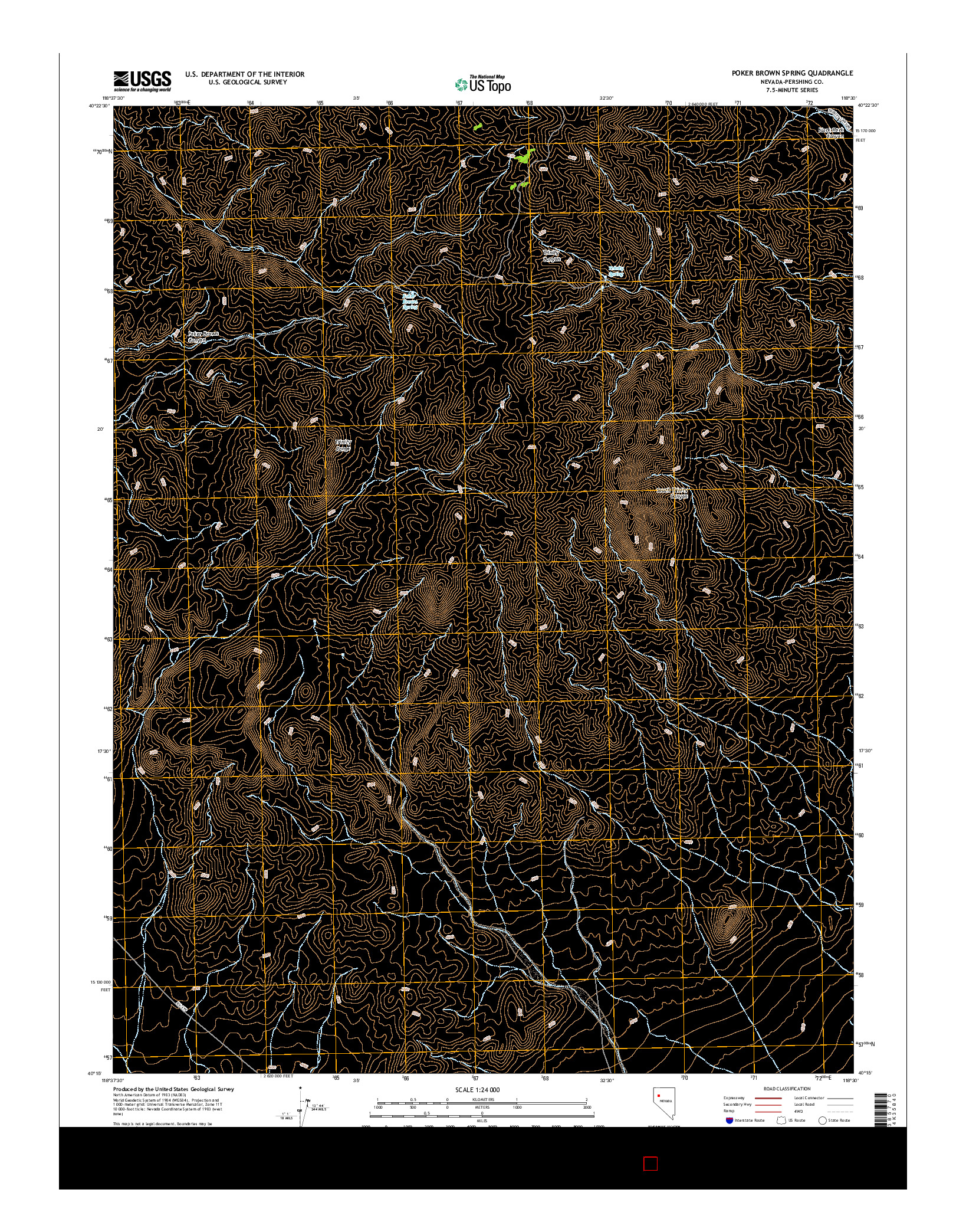 USGS US TOPO 7.5-MINUTE MAP FOR POKER BROWN SPRING, NV 2014