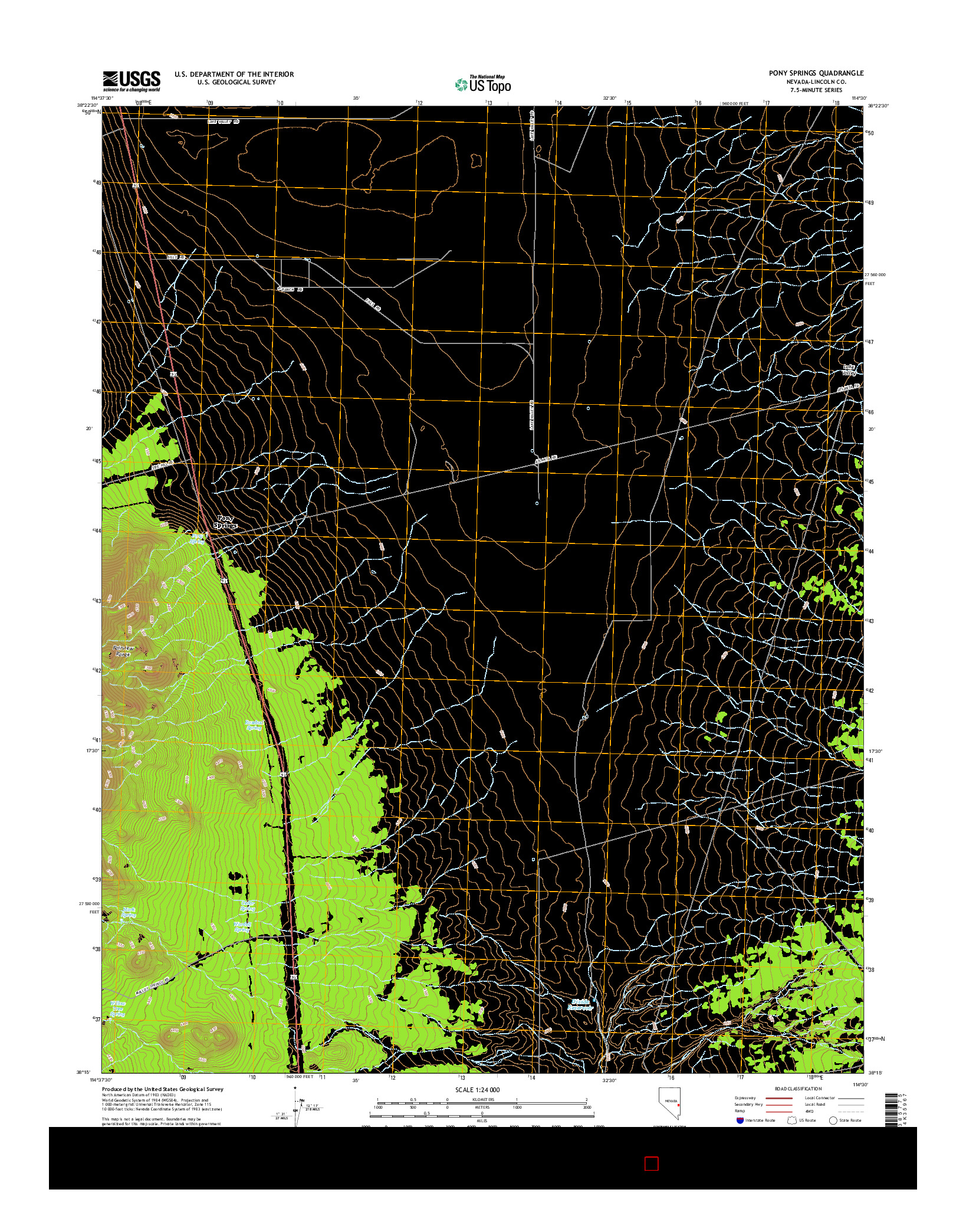 USGS US TOPO 7.5-MINUTE MAP FOR PONY SPRINGS, NV 2014