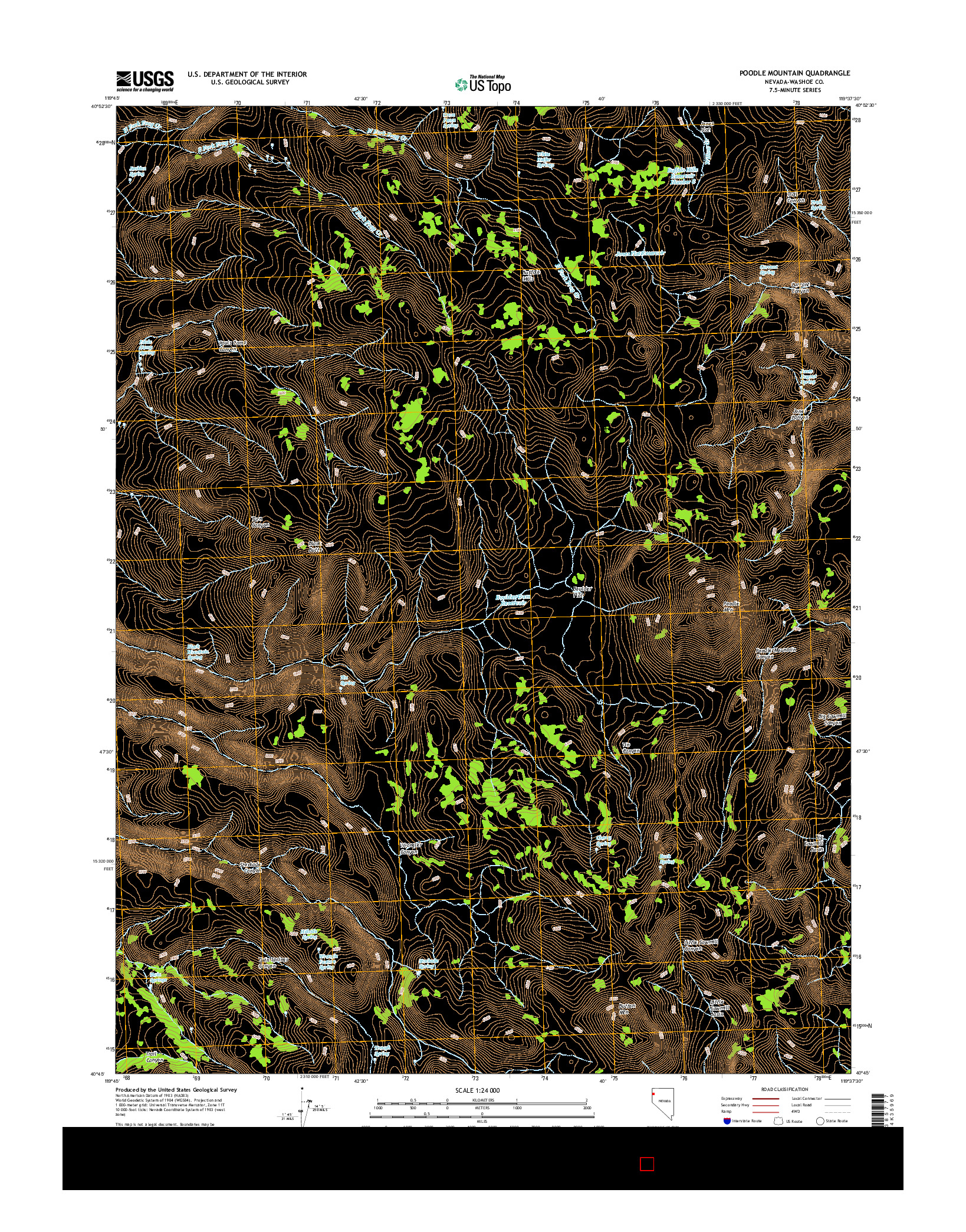 USGS US TOPO 7.5-MINUTE MAP FOR POODLE MOUNTAIN, NV 2014