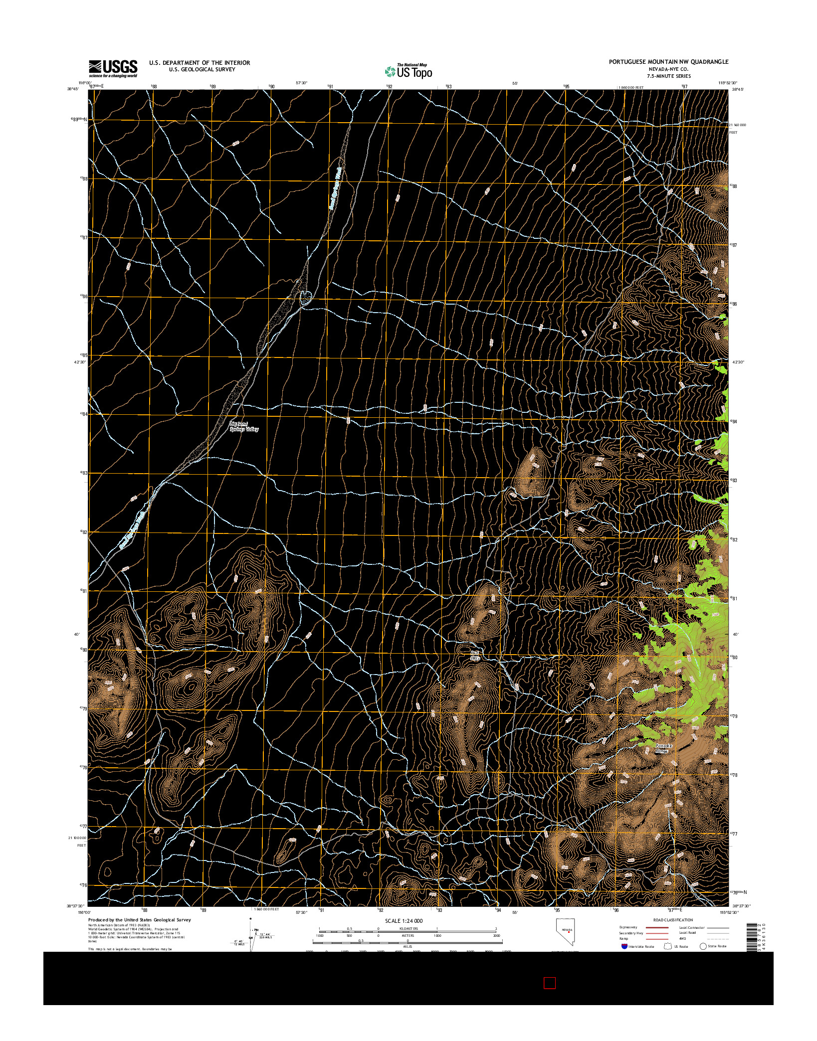 USGS US TOPO 7.5-MINUTE MAP FOR PORTUGUESE MOUNTAIN NW, NV 2014