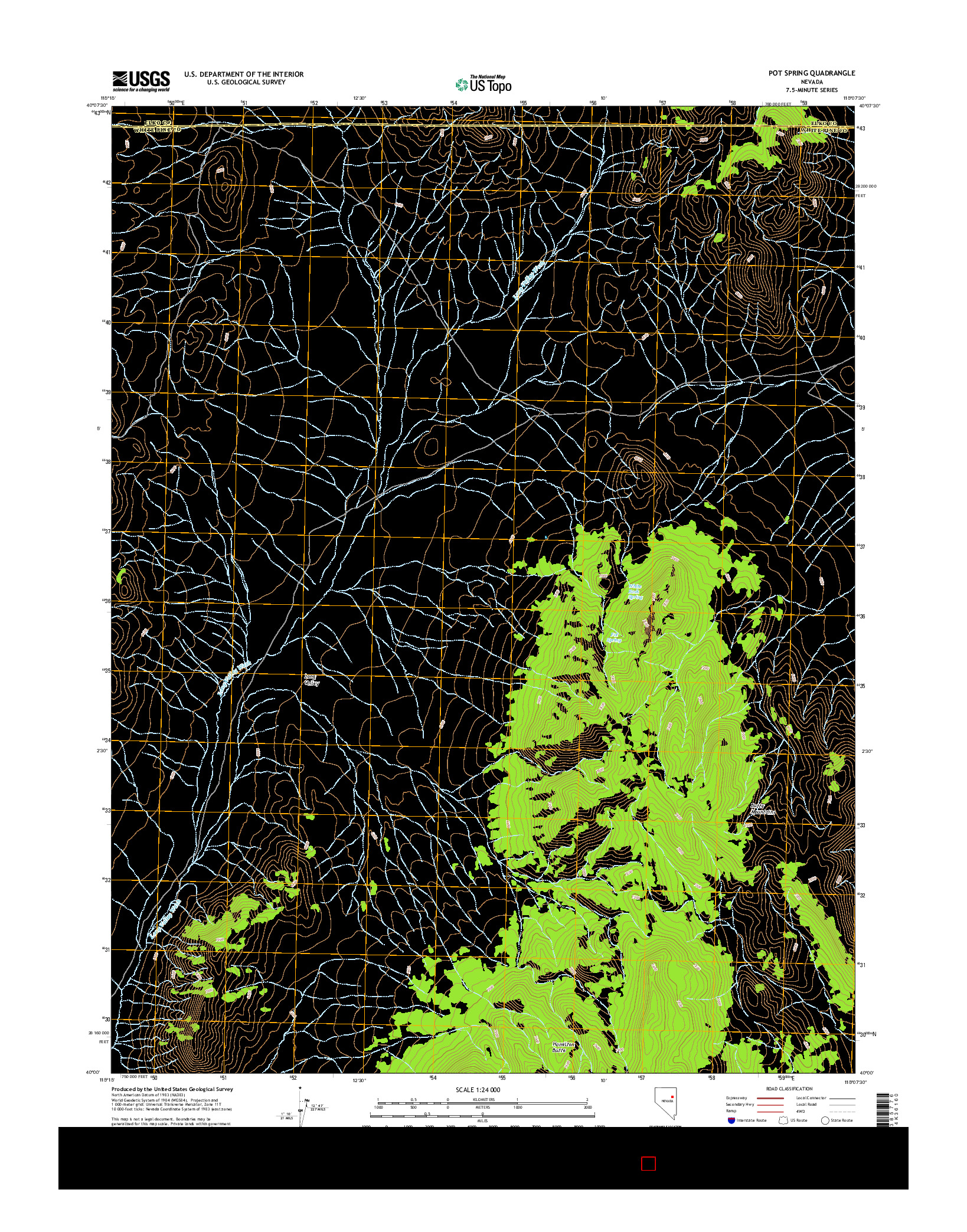 USGS US TOPO 7.5-MINUTE MAP FOR POT SPRING, NV 2014