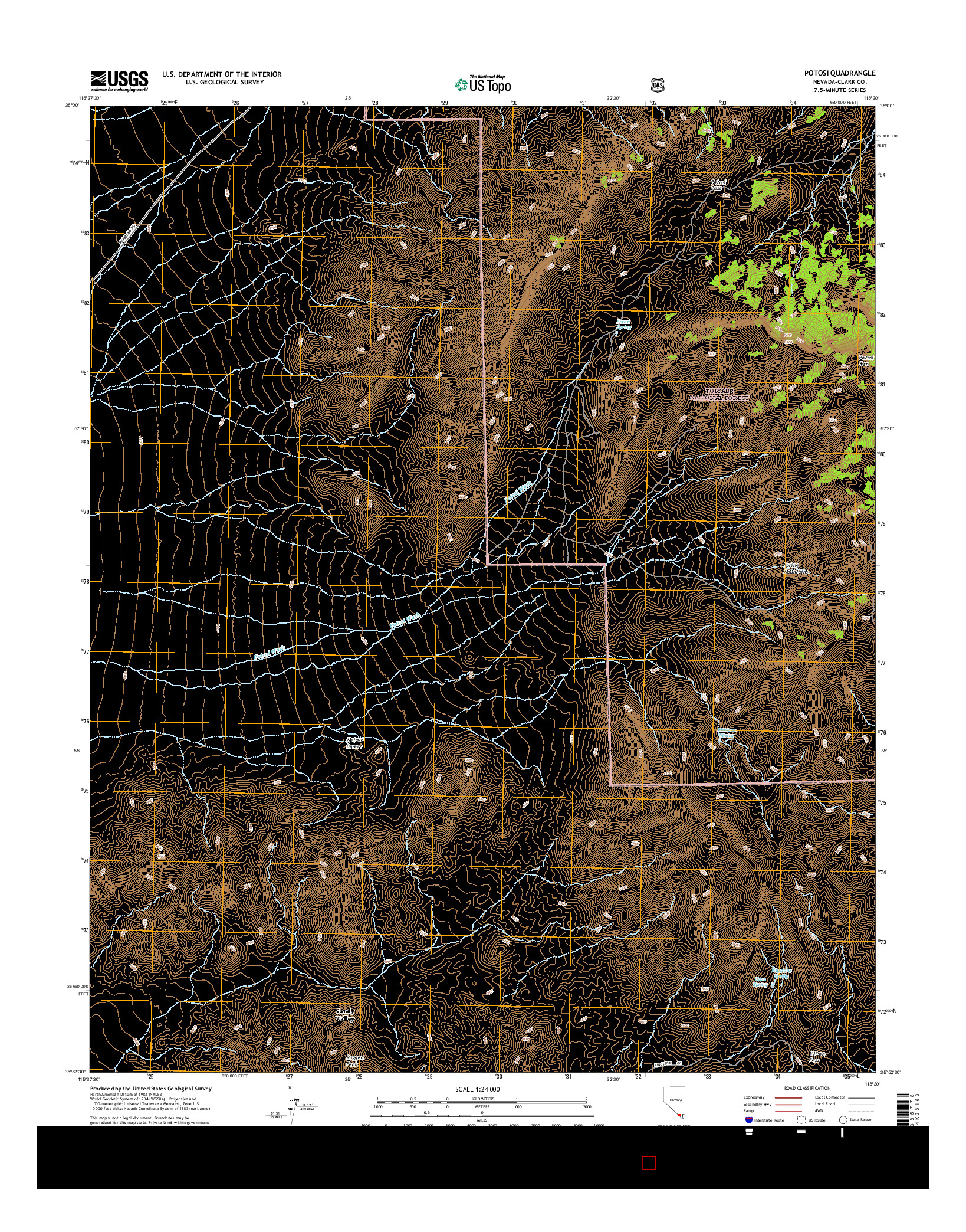 USGS US TOPO 7.5-MINUTE MAP FOR POTOSI, NV 2014