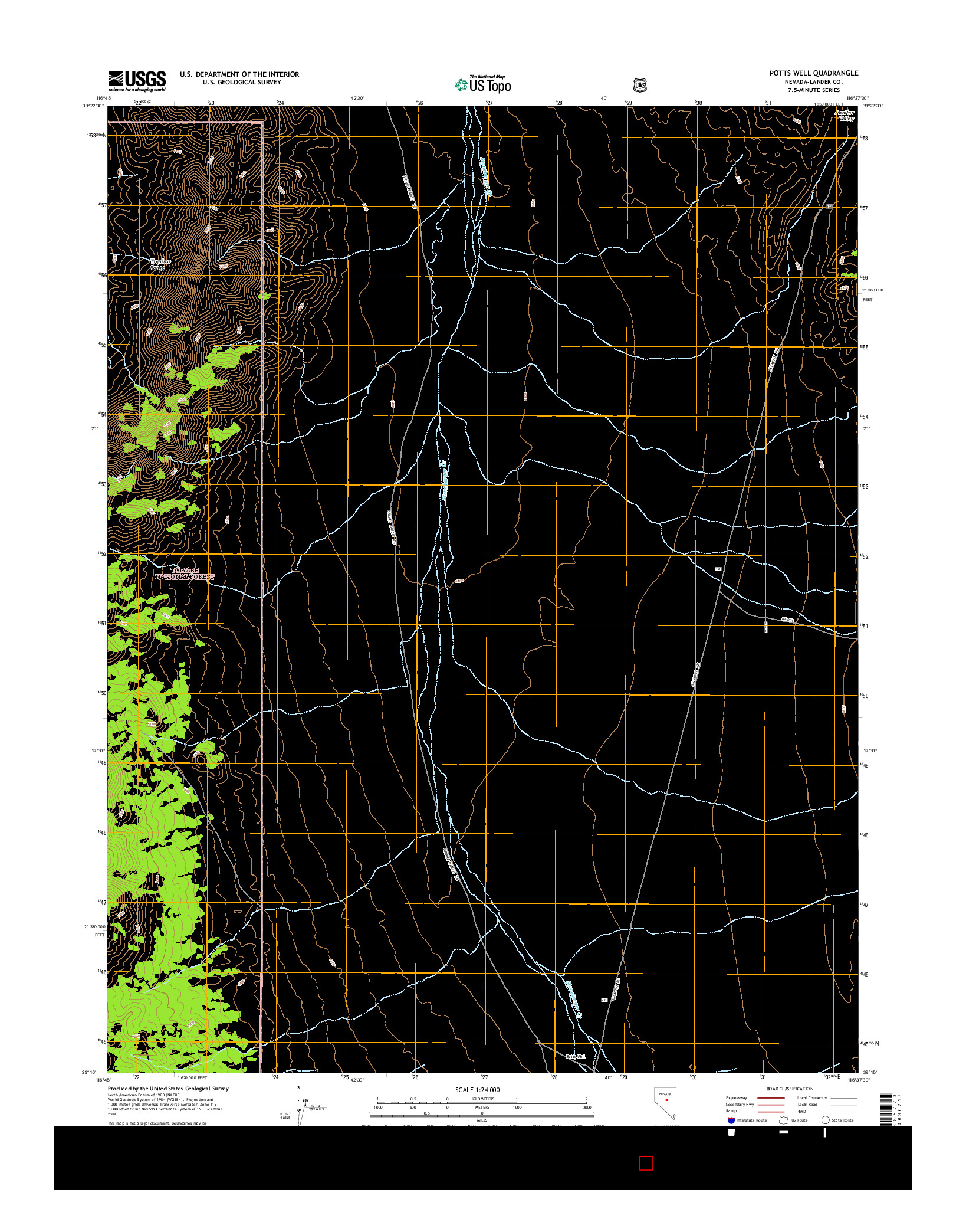 USGS US TOPO 7.5-MINUTE MAP FOR POTTS WELL, NV 2014