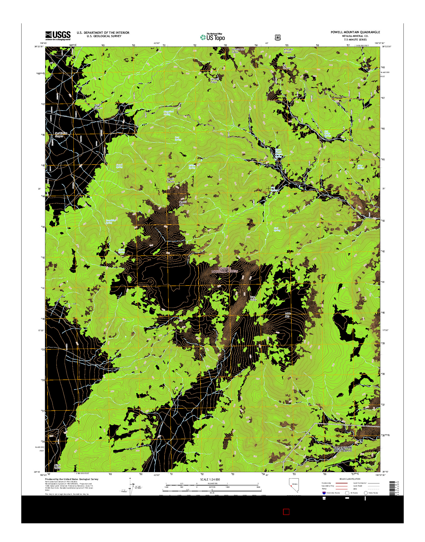 USGS US TOPO 7.5-MINUTE MAP FOR POWELL MOUNTAIN, NV 2014