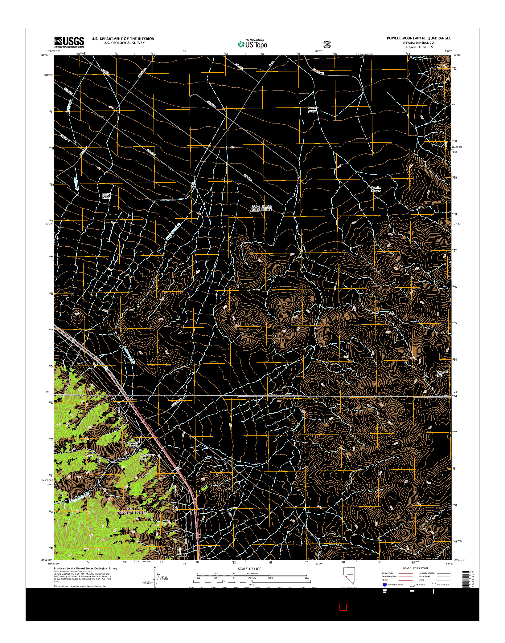 USGS US TOPO 7.5-MINUTE MAP FOR POWELL MOUNTAIN NE, NV 2014