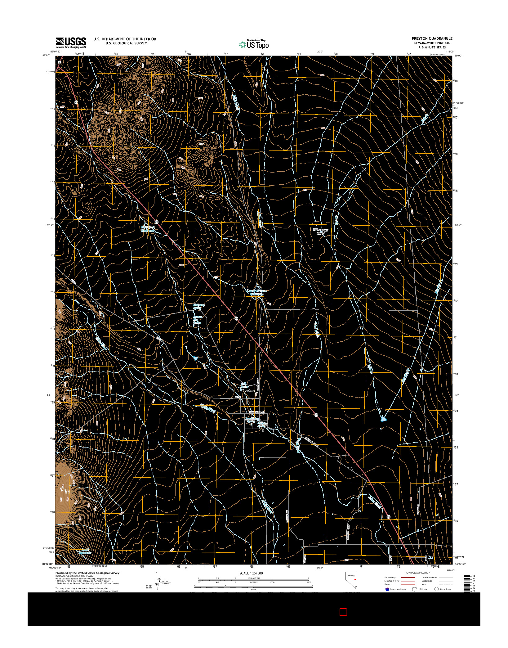 USGS US TOPO 7.5-MINUTE MAP FOR PRESTON, NV 2014
