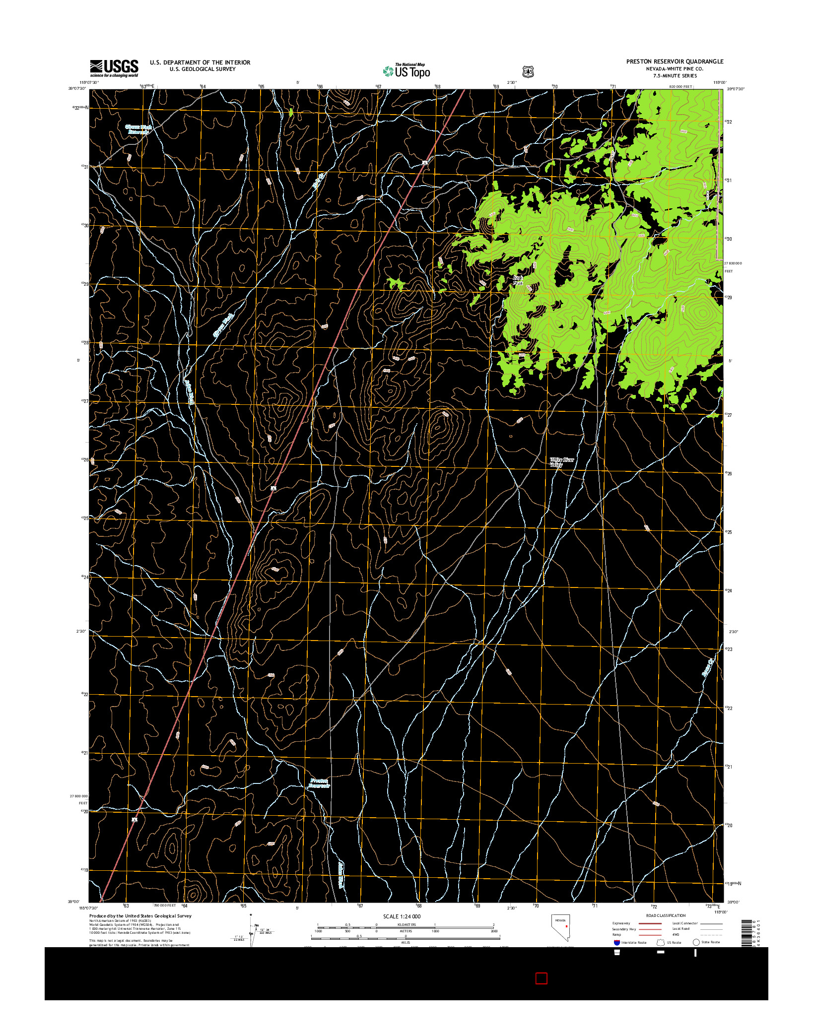 USGS US TOPO 7.5-MINUTE MAP FOR PRESTON RESERVOIR, NV 2014