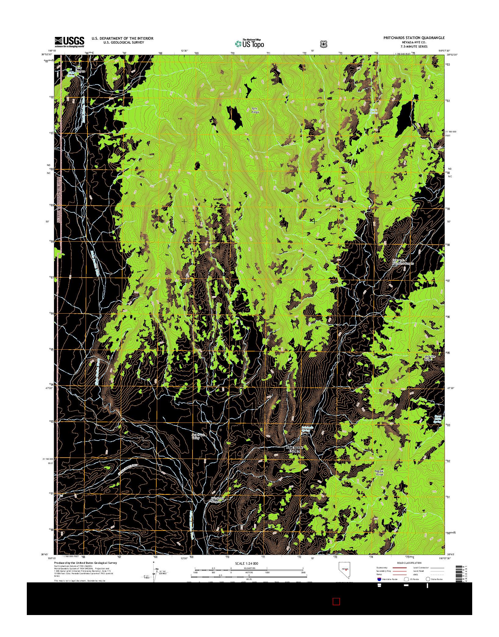 USGS US TOPO 7.5-MINUTE MAP FOR PRITCHARDS STATION, NV 2014