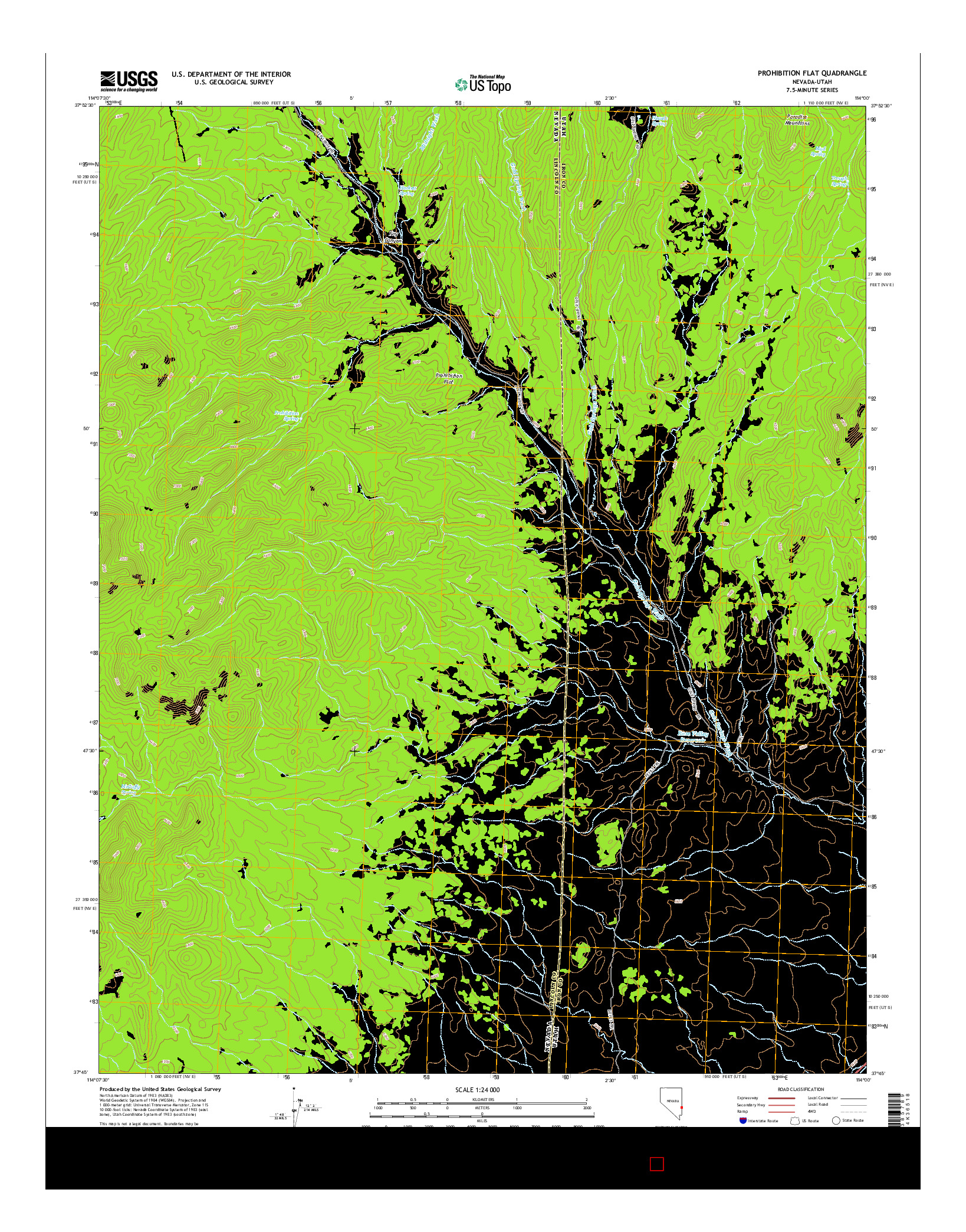 USGS US TOPO 7.5-MINUTE MAP FOR PROHIBITION FLAT, NV-UT 2014