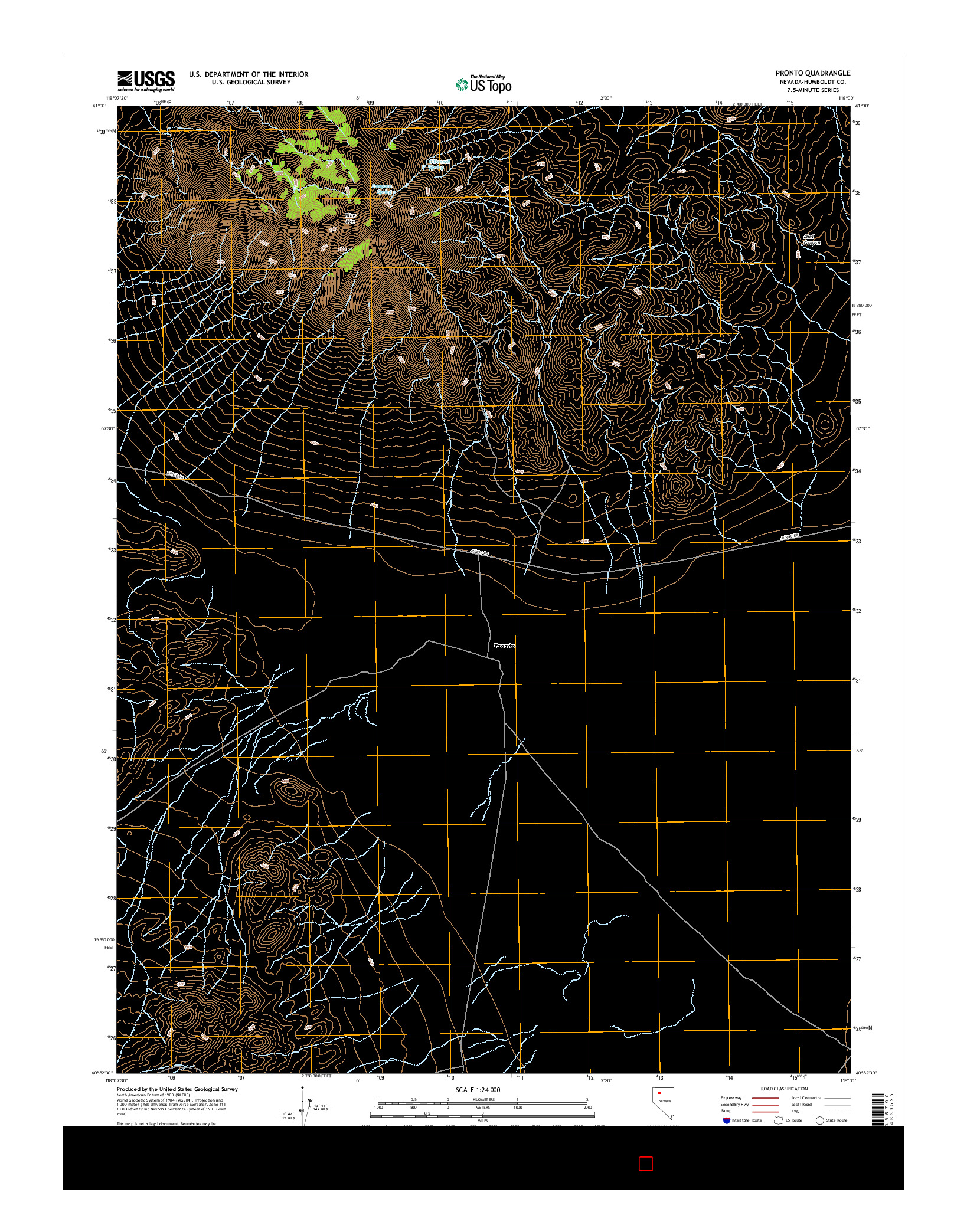 USGS US TOPO 7.5-MINUTE MAP FOR PRONTO, NV 2014