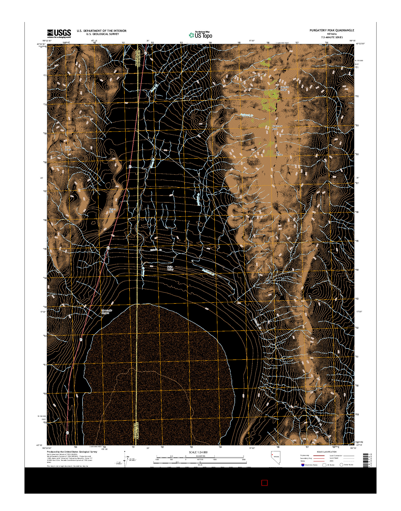 USGS US TOPO 7.5-MINUTE MAP FOR PURGATORY PEAK, NV 2014