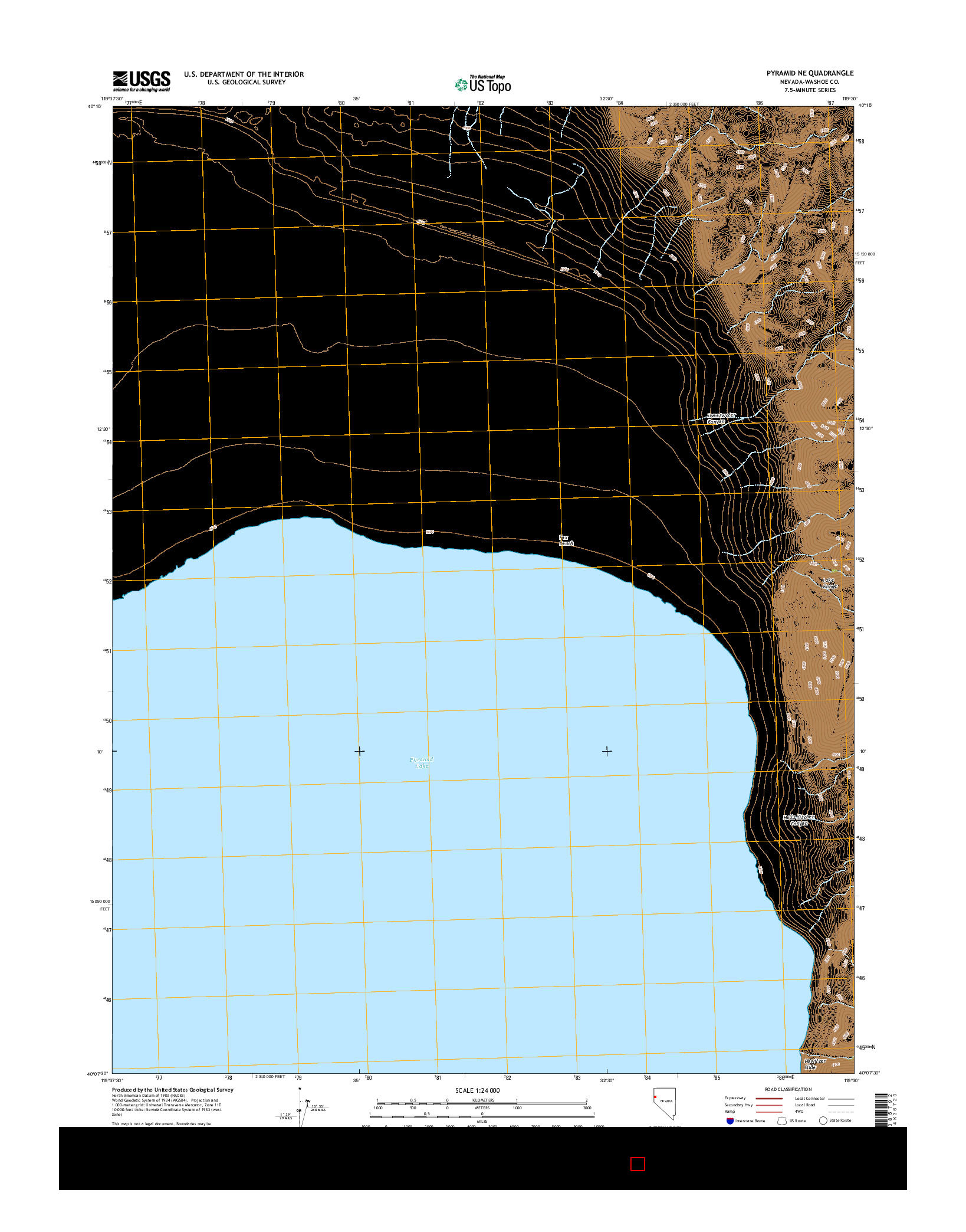 USGS US TOPO 7.5-MINUTE MAP FOR PYRAMID NE, NV 2014