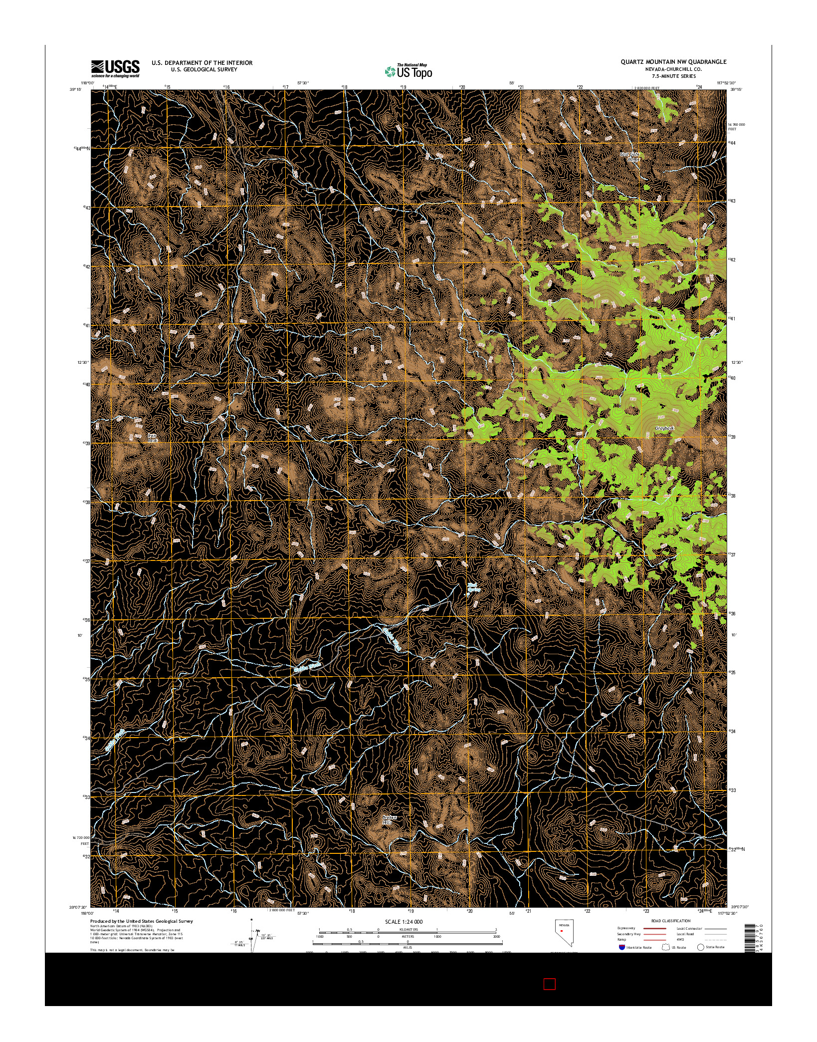 USGS US TOPO 7.5-MINUTE MAP FOR QUARTZ MOUNTAIN NW, NV 2014