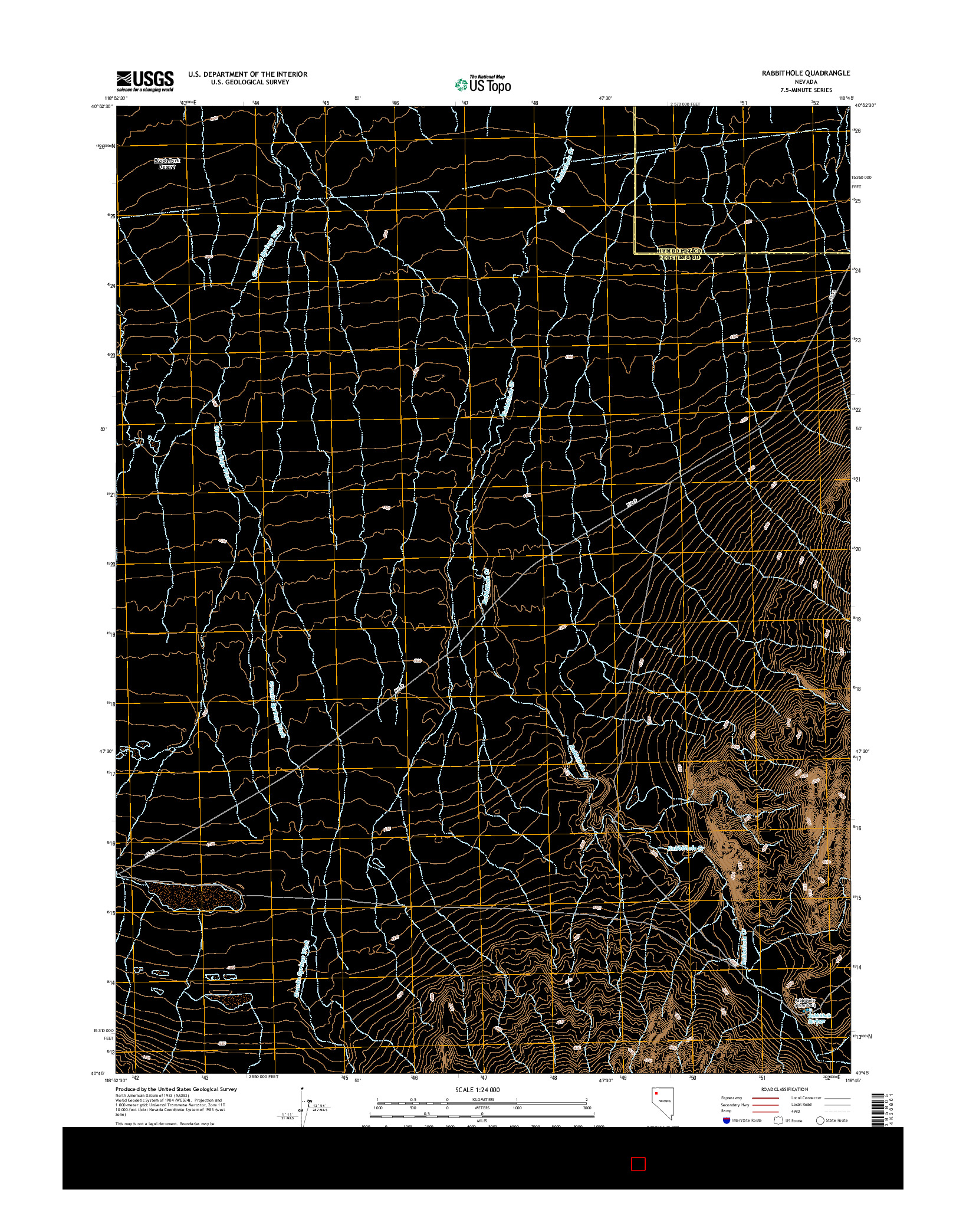 USGS US TOPO 7.5-MINUTE MAP FOR RABBITHOLE, NV 2014