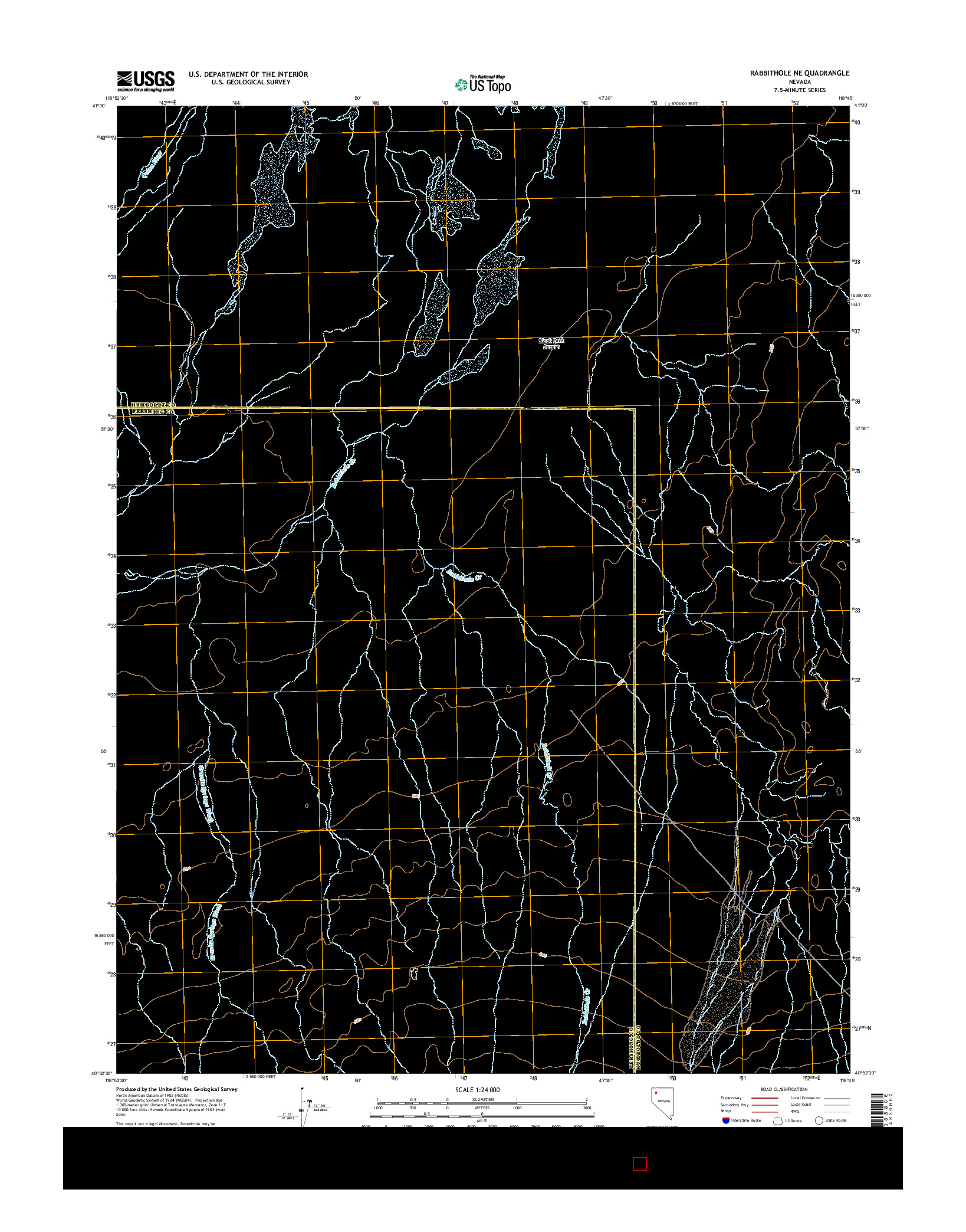 USGS US TOPO 7.5-MINUTE MAP FOR RABBITHOLE NE, NV 2014