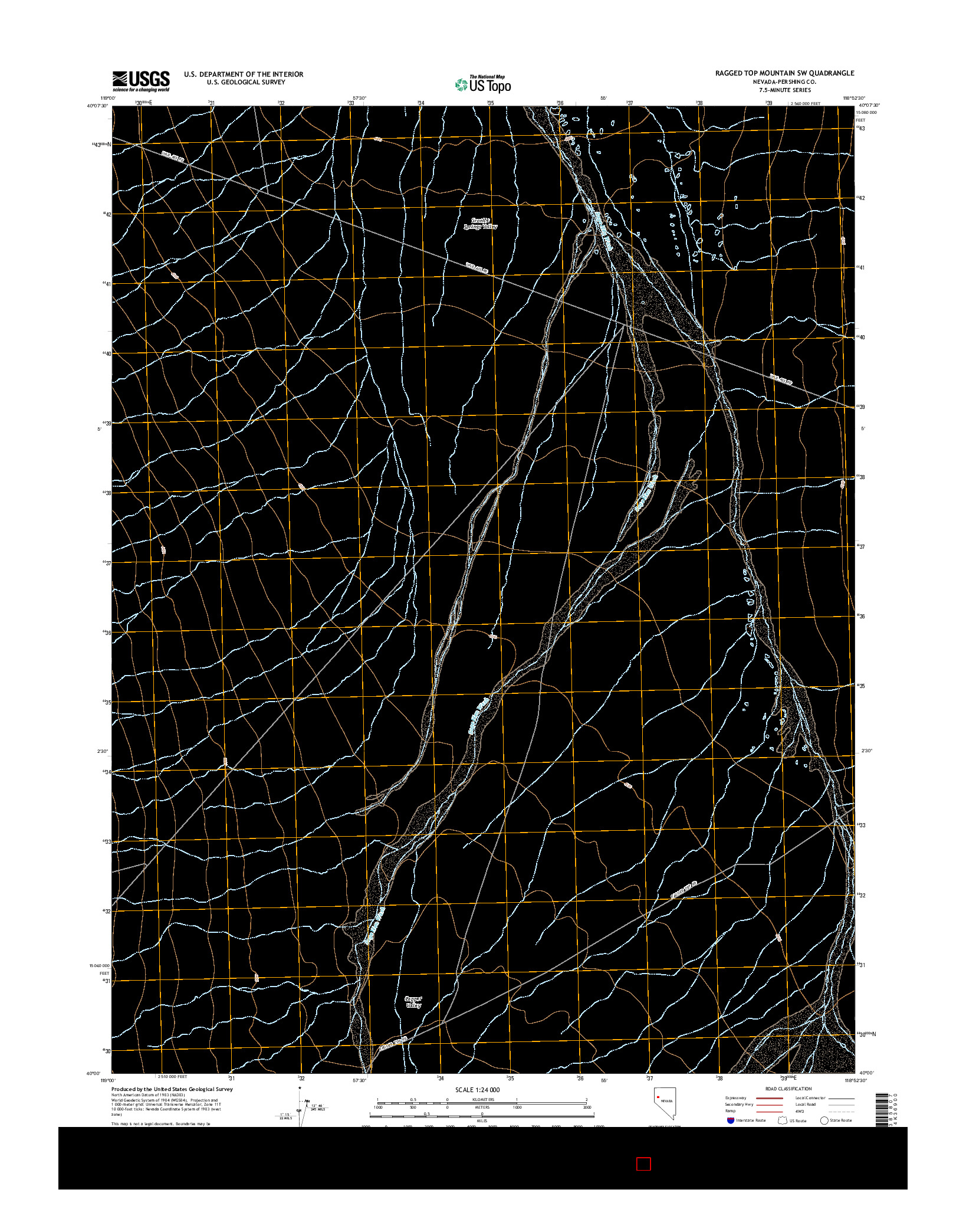 USGS US TOPO 7.5-MINUTE MAP FOR RAGGED TOP MOUNTAIN SW, NV 2014