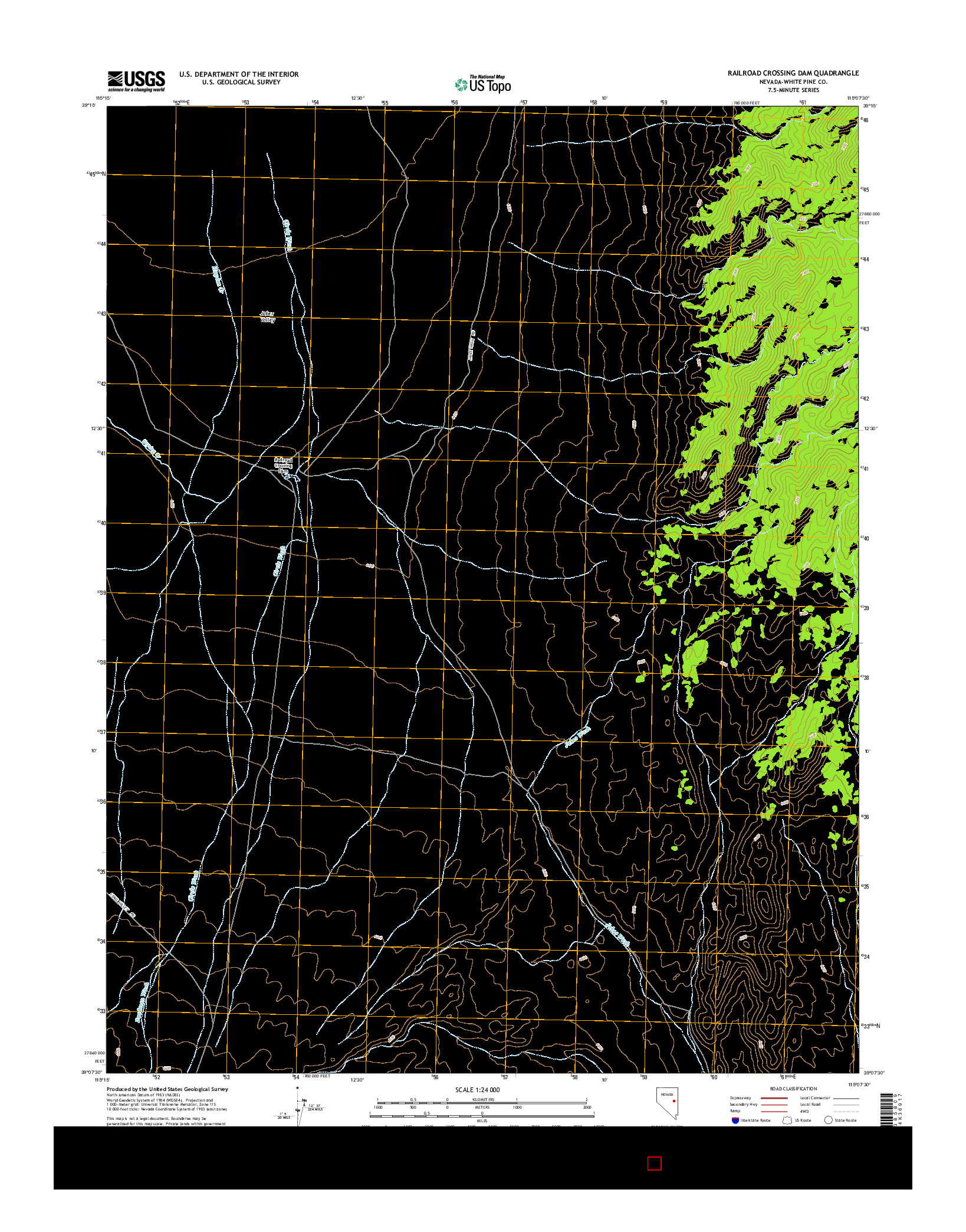 USGS US TOPO 7.5-MINUTE MAP FOR RAILROAD CROSSING DAM, NV 2014