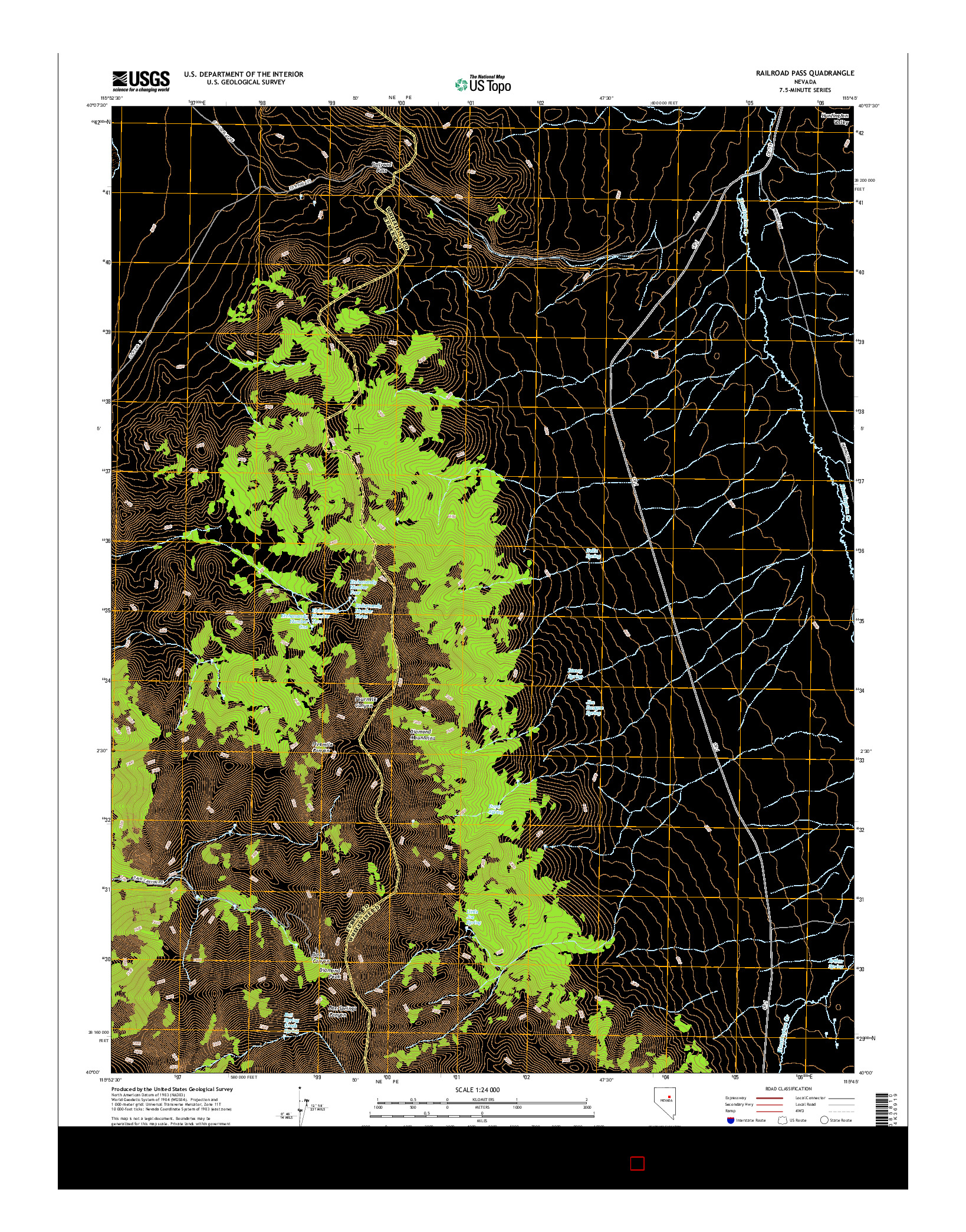 USGS US TOPO 7.5-MINUTE MAP FOR RAILROAD PASS, NV 2014