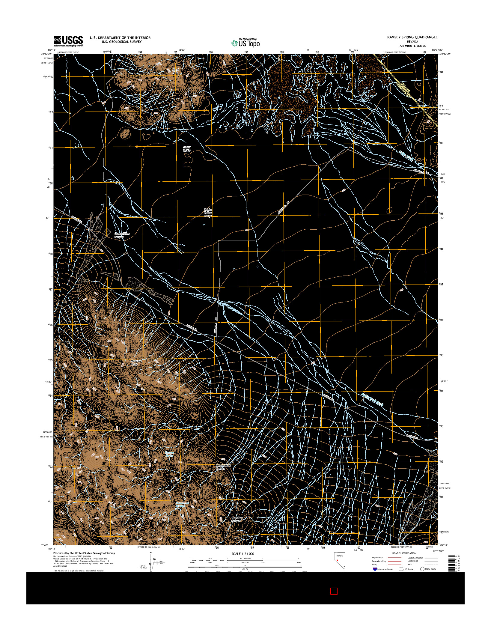 USGS US TOPO 7.5-MINUTE MAP FOR RAMSEY SPRING, NV 2014