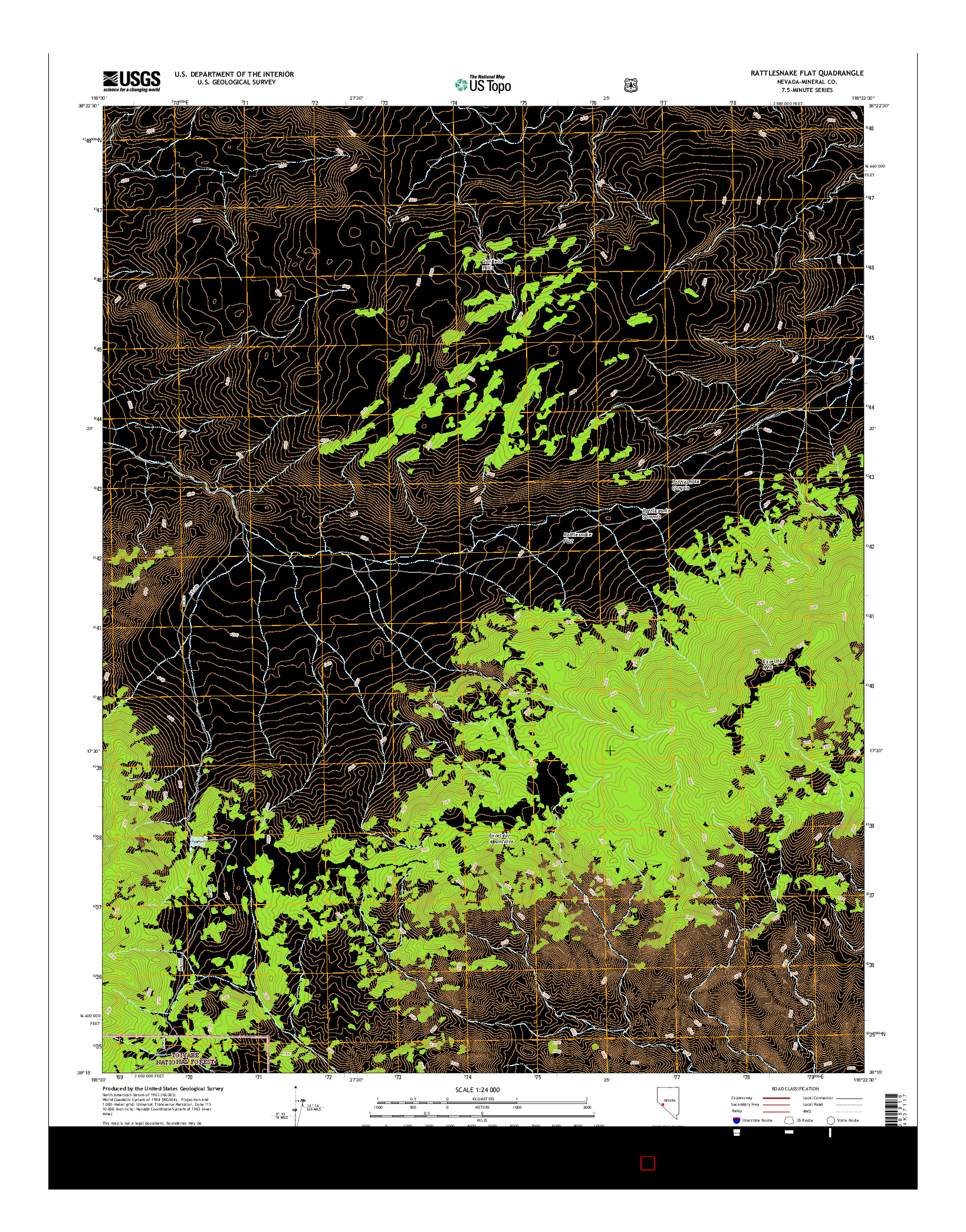USGS US TOPO 7.5-MINUTE MAP FOR RATTLESNAKE FLAT, NV 2014