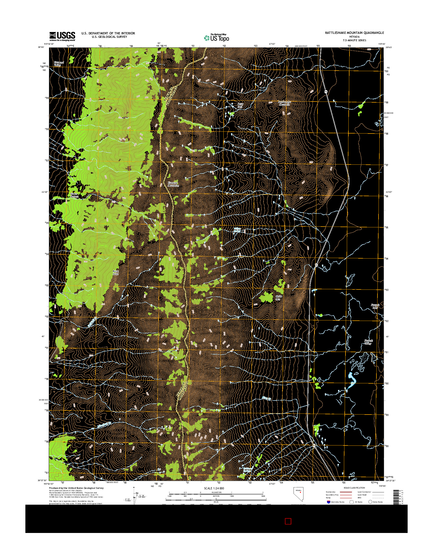 USGS US TOPO 7.5-MINUTE MAP FOR RATTLESNAKE MOUNTAIN, NV 2014
