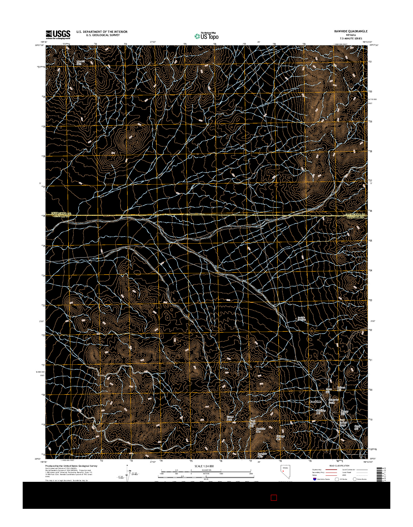 USGS US TOPO 7.5-MINUTE MAP FOR RAWHIDE, NV 2014