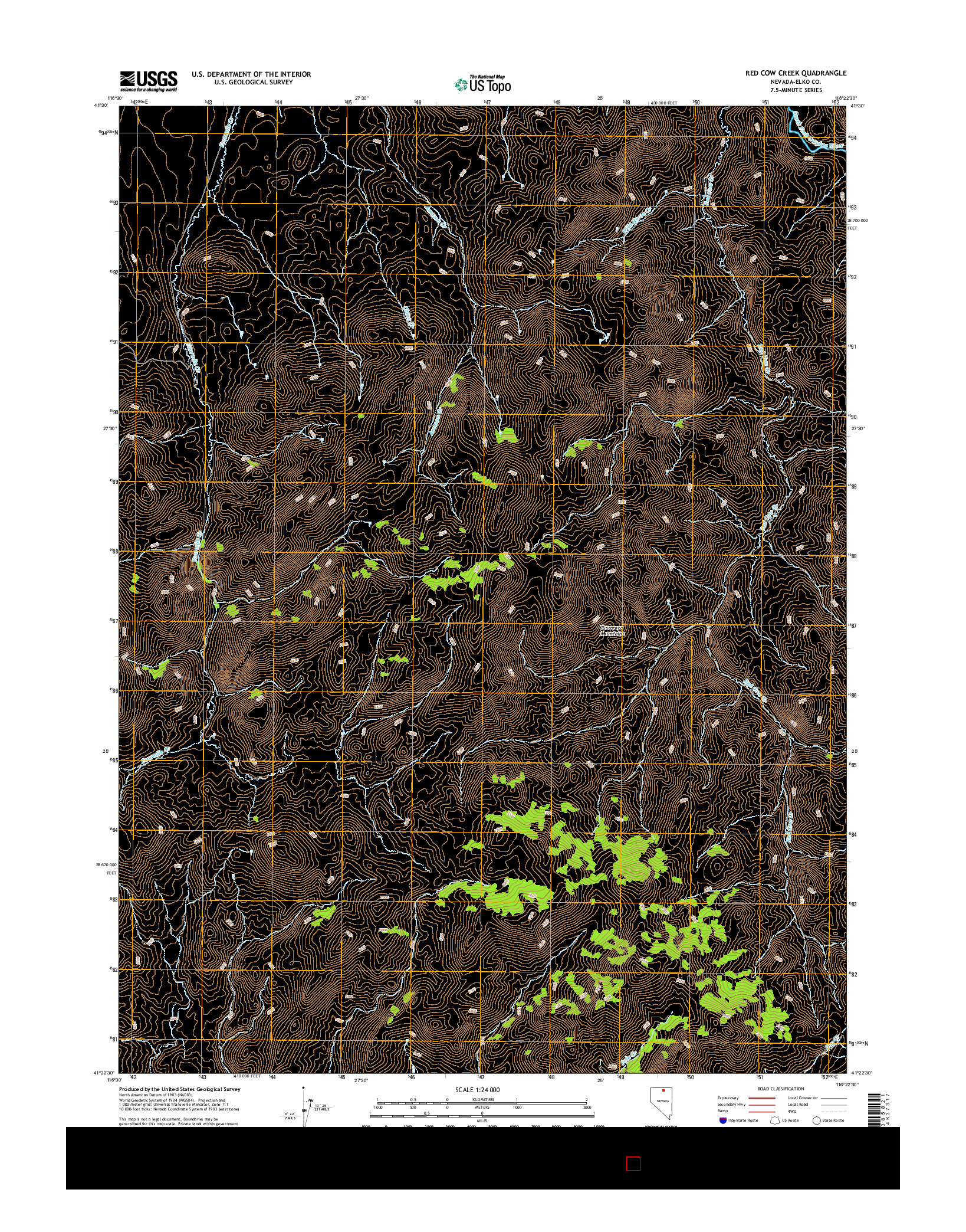 USGS US TOPO 7.5-MINUTE MAP FOR RED COW CREEK, NV 2014