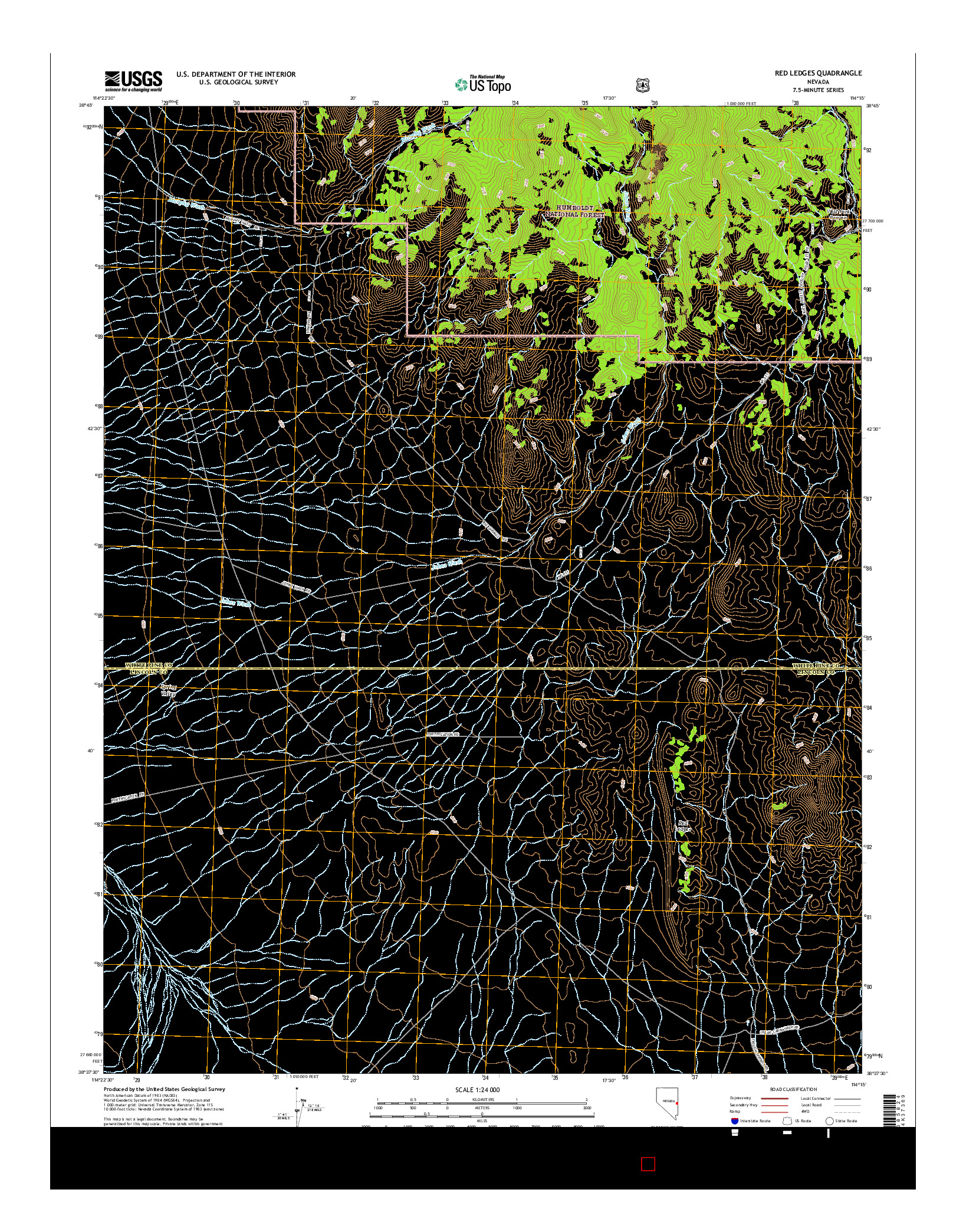 USGS US TOPO 7.5-MINUTE MAP FOR RED LEDGES, NV 2014