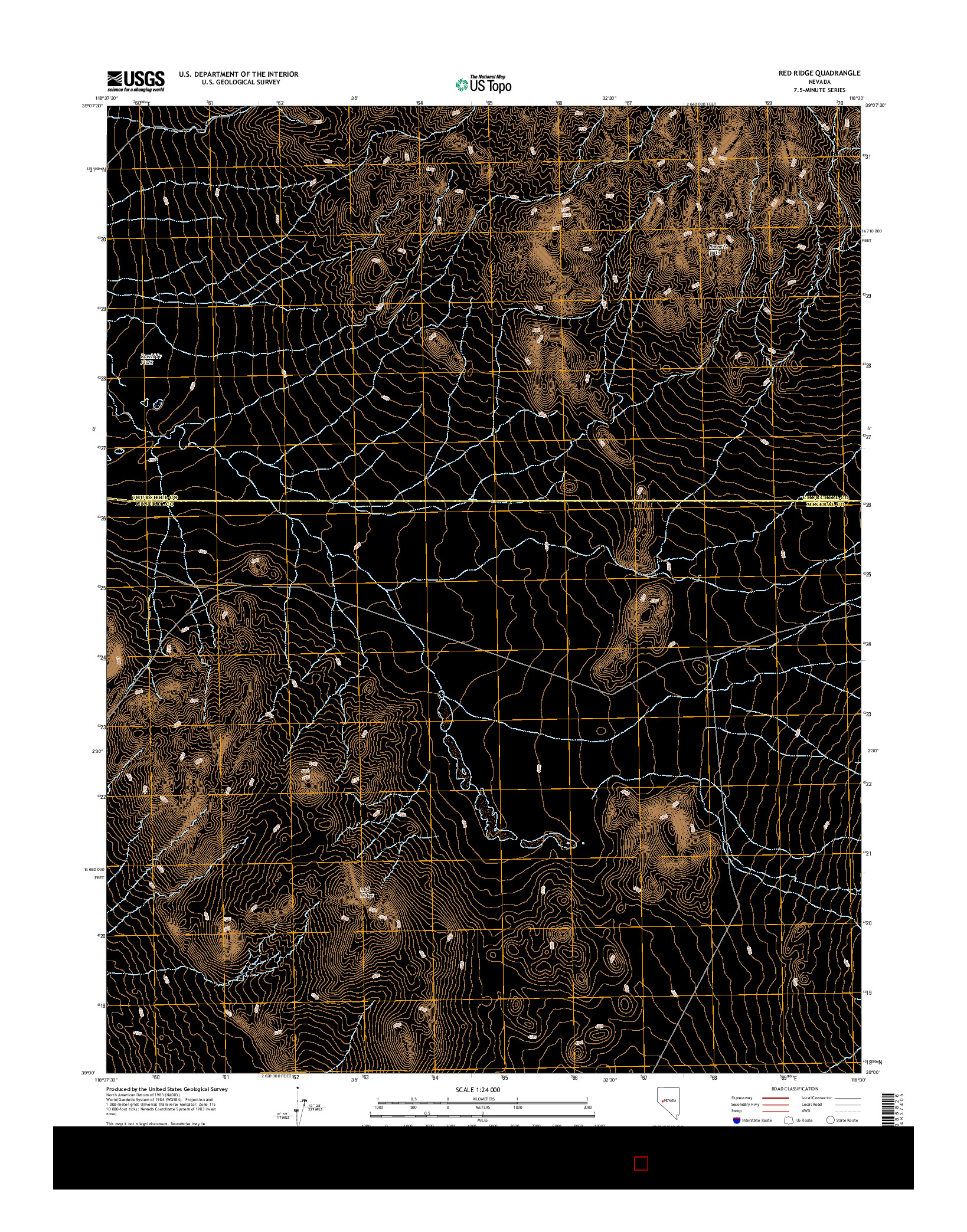 USGS US TOPO 7.5-MINUTE MAP FOR RED RIDGE, NV 2014