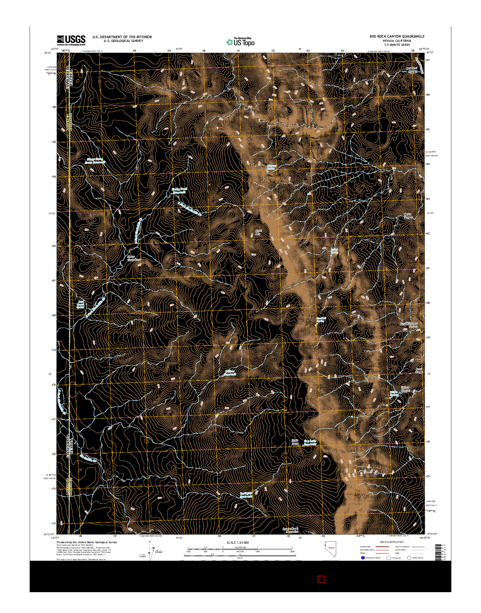 USGS US TOPO 7.5-MINUTE MAP FOR RED ROCK CANYON, NV-CA 2014